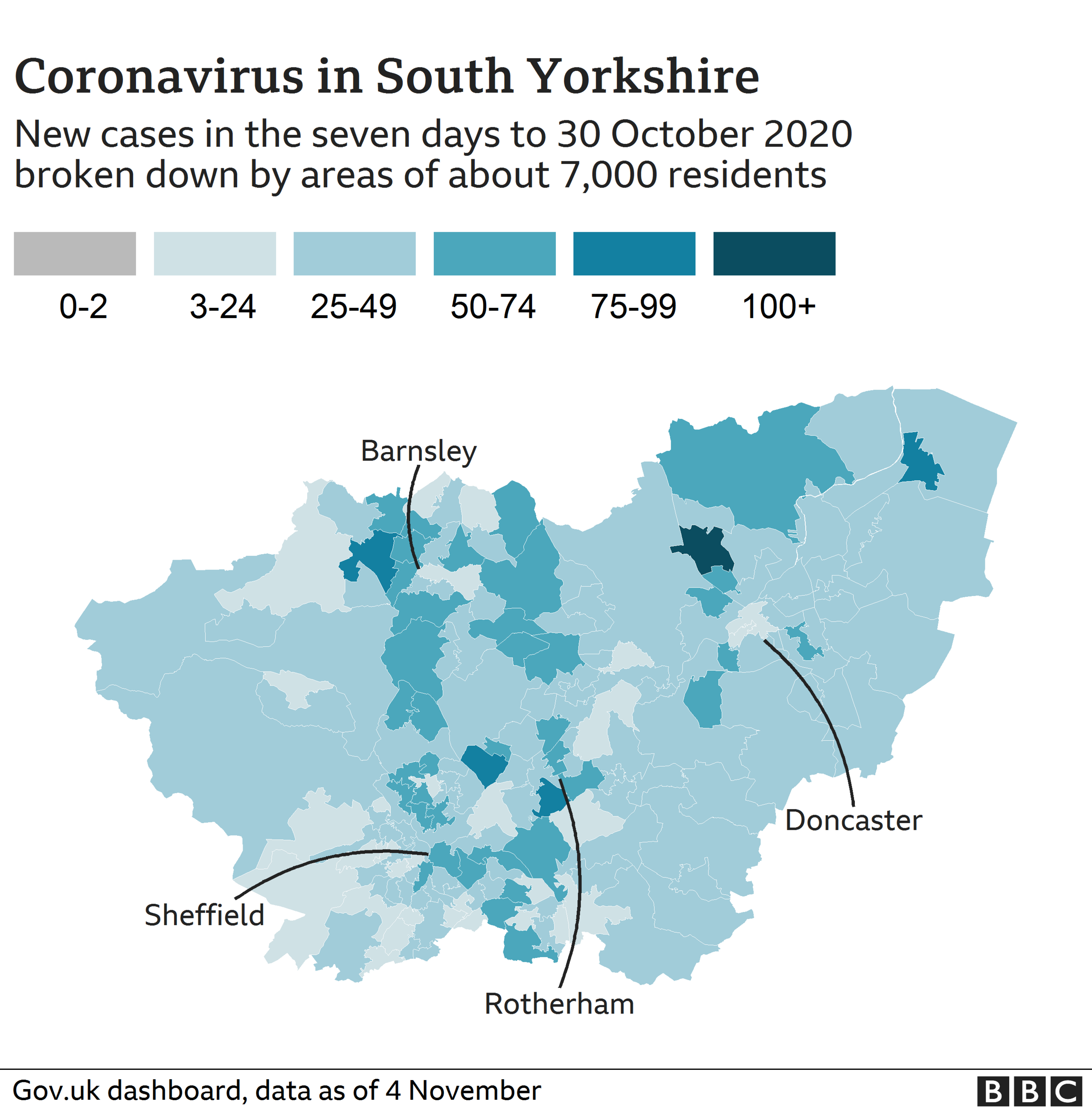 coronavirus map South Yorkshire