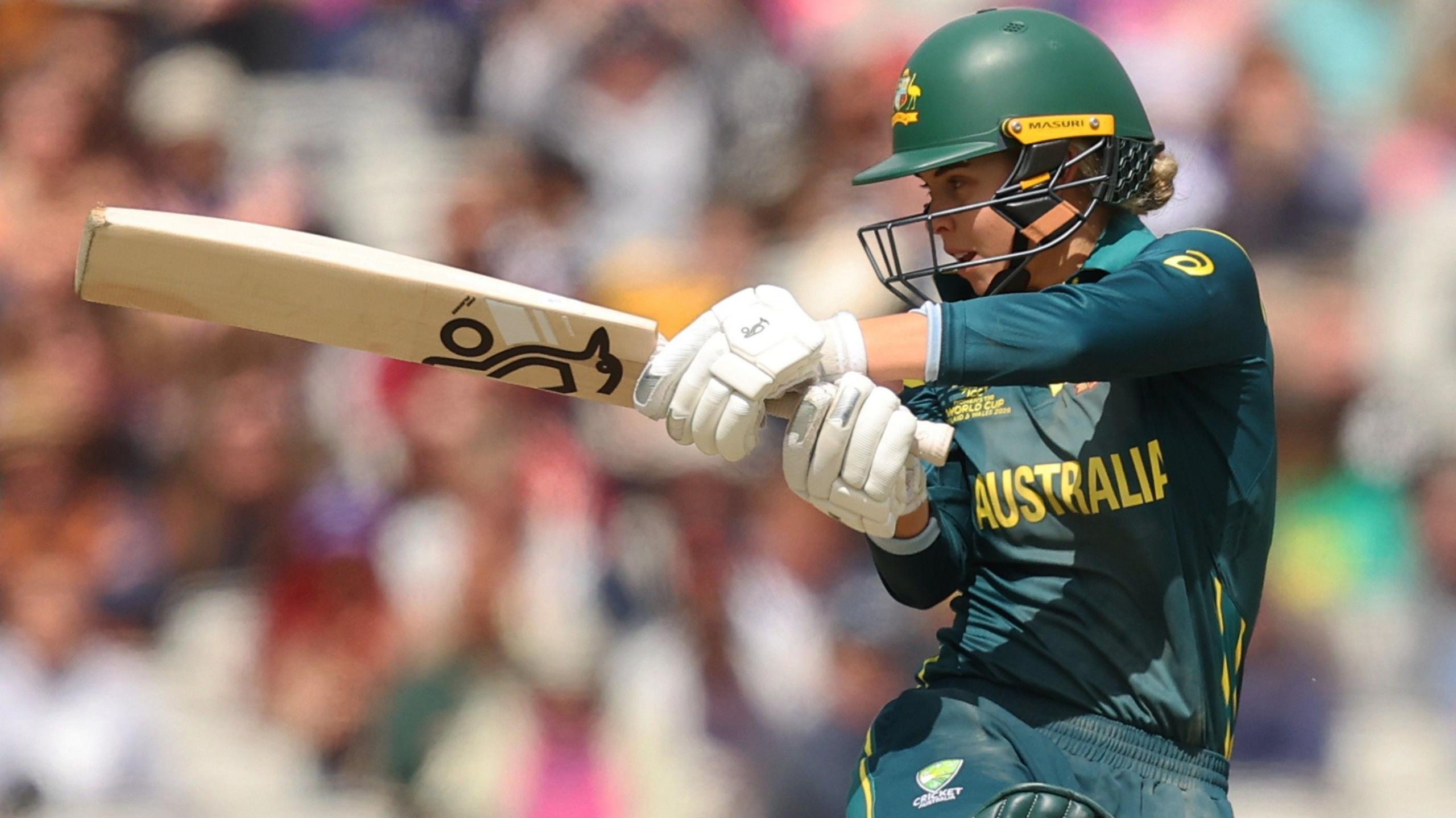 Australia's Phoebe Litchfield plays a pull