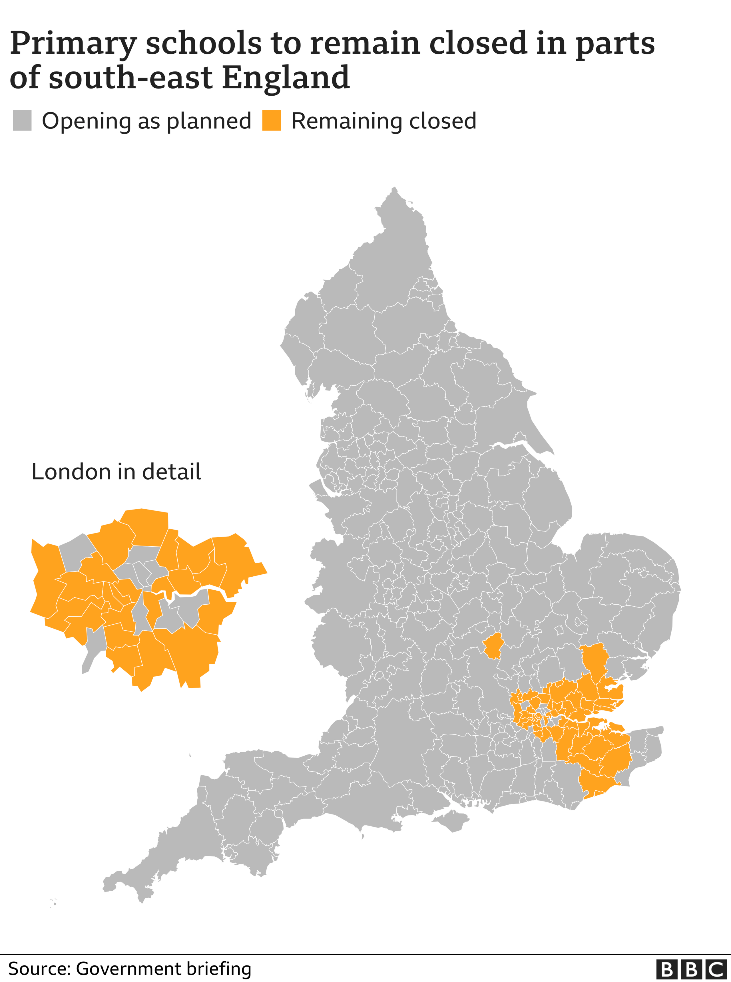 Primary schools closure map