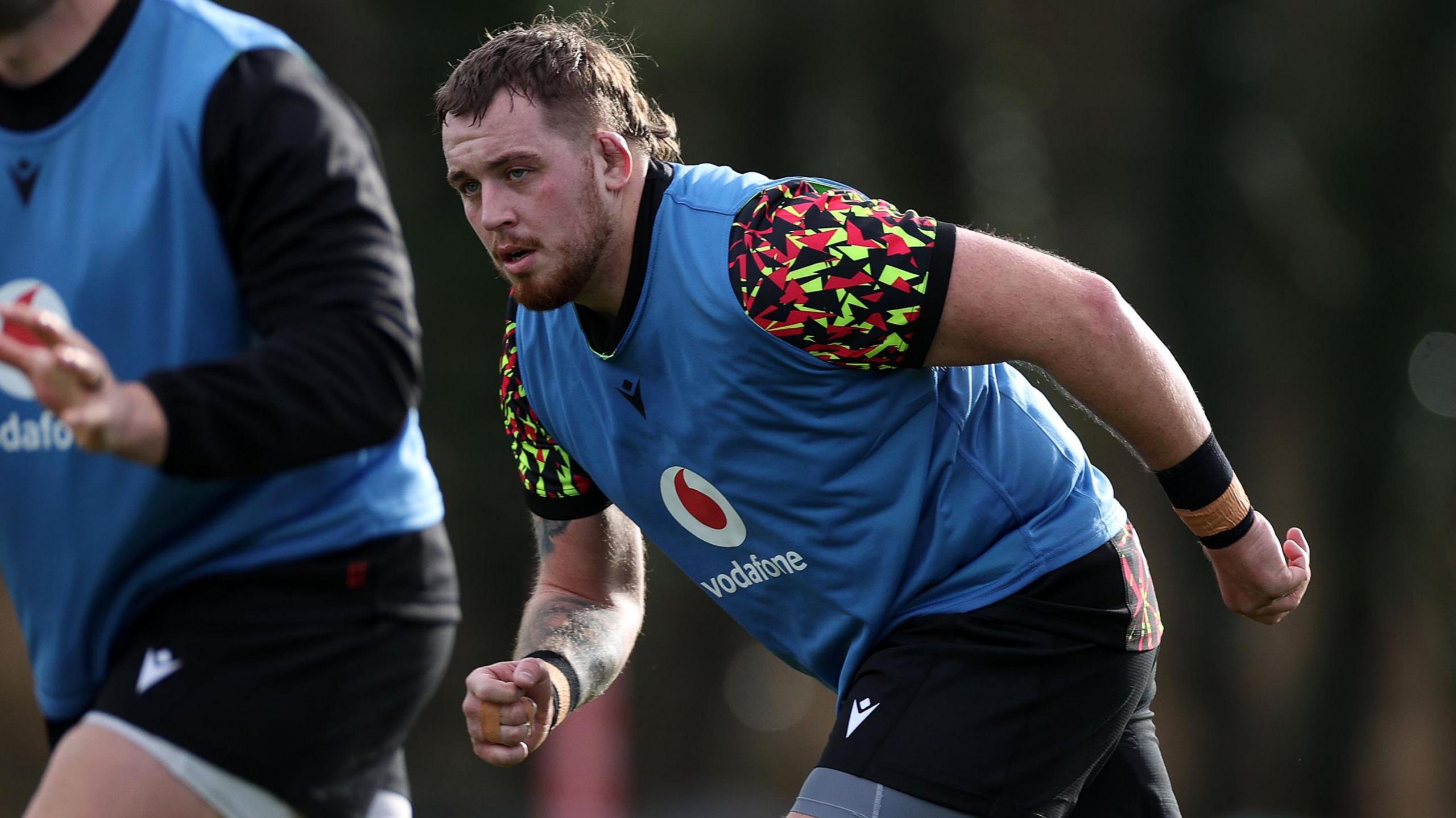 Wales prop Sam Wainwright in training ahead of the Six Nations