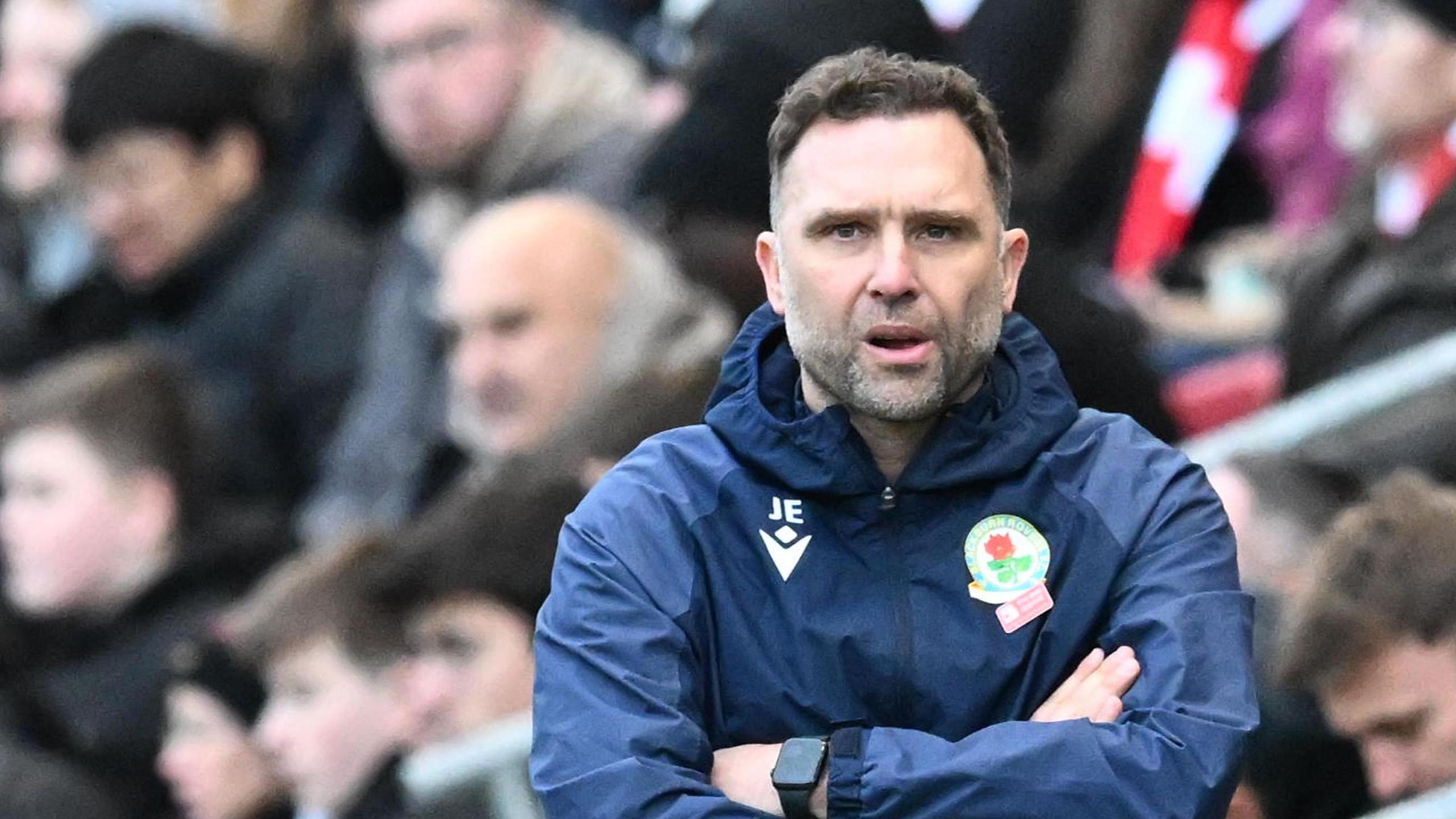 Blackburn Rovers boss John Eustace on the touchline