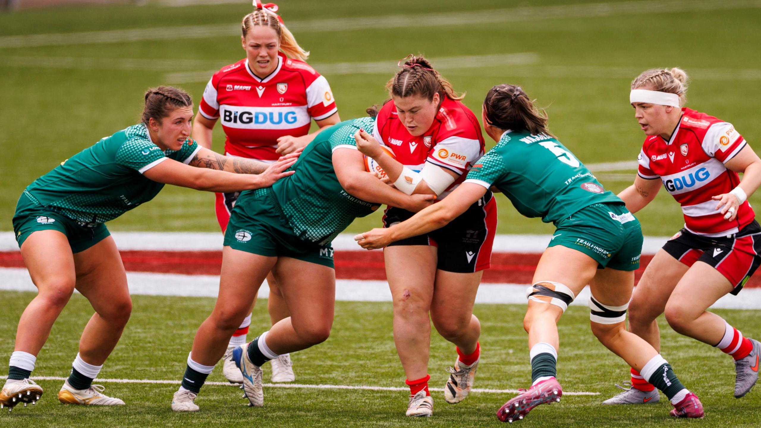 Gloucester-Hartpury's Maud Muir in action against Trailfinders in their PWR semi-final
