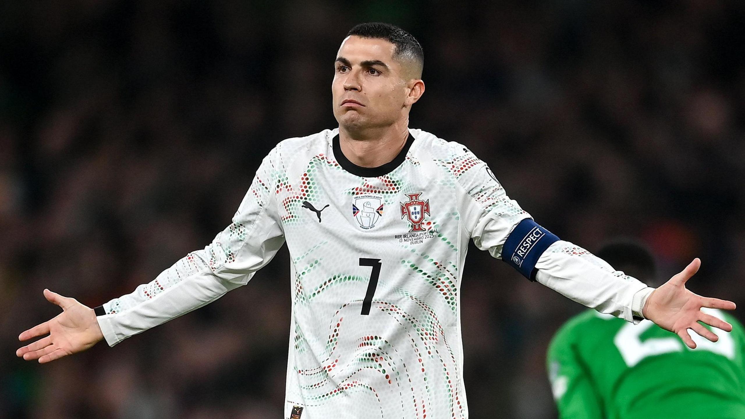 Ronaldo reacting to his red card