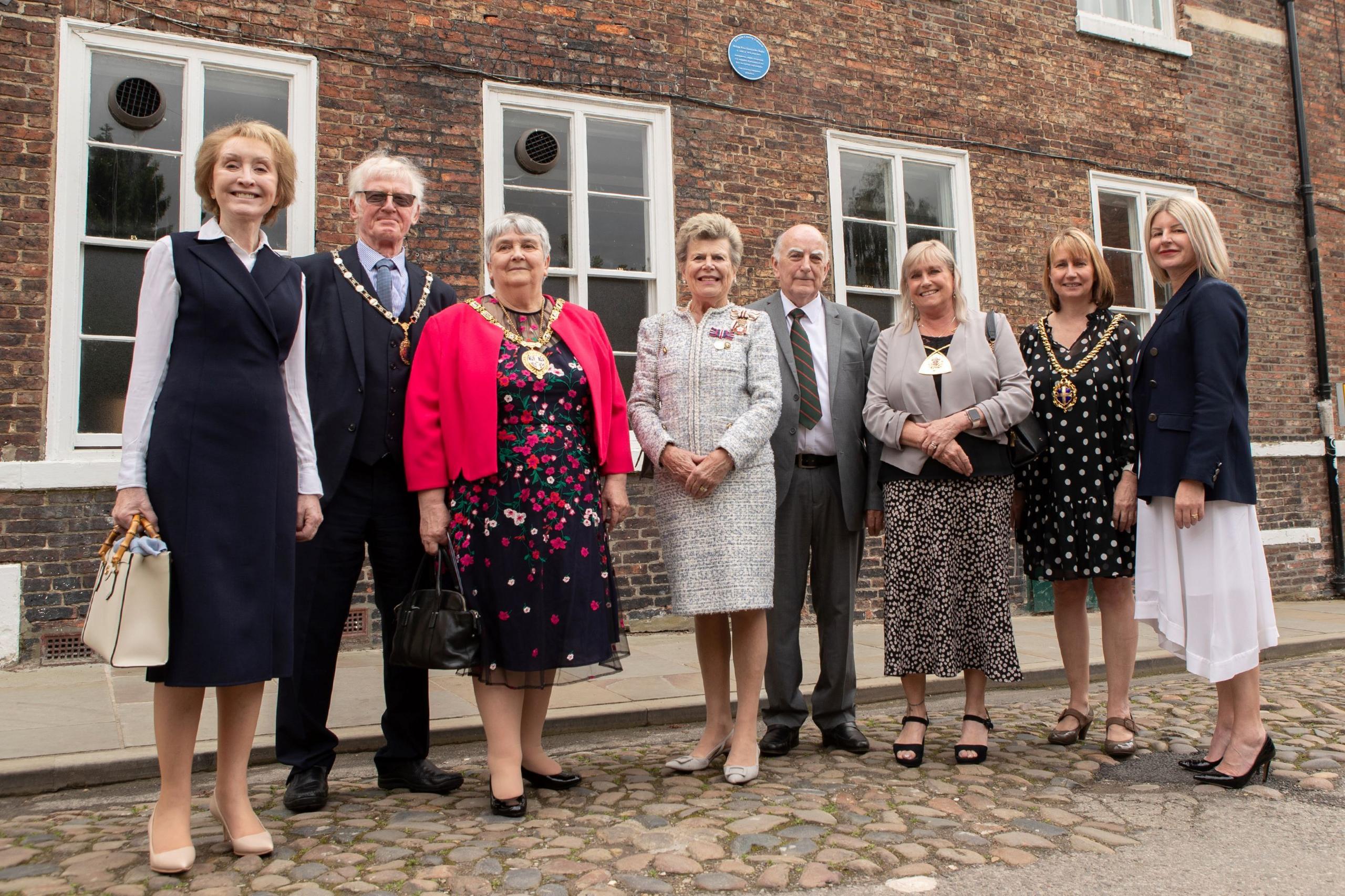 Guests gather at the unveiling of the blue plaque at 9 South Bailey 