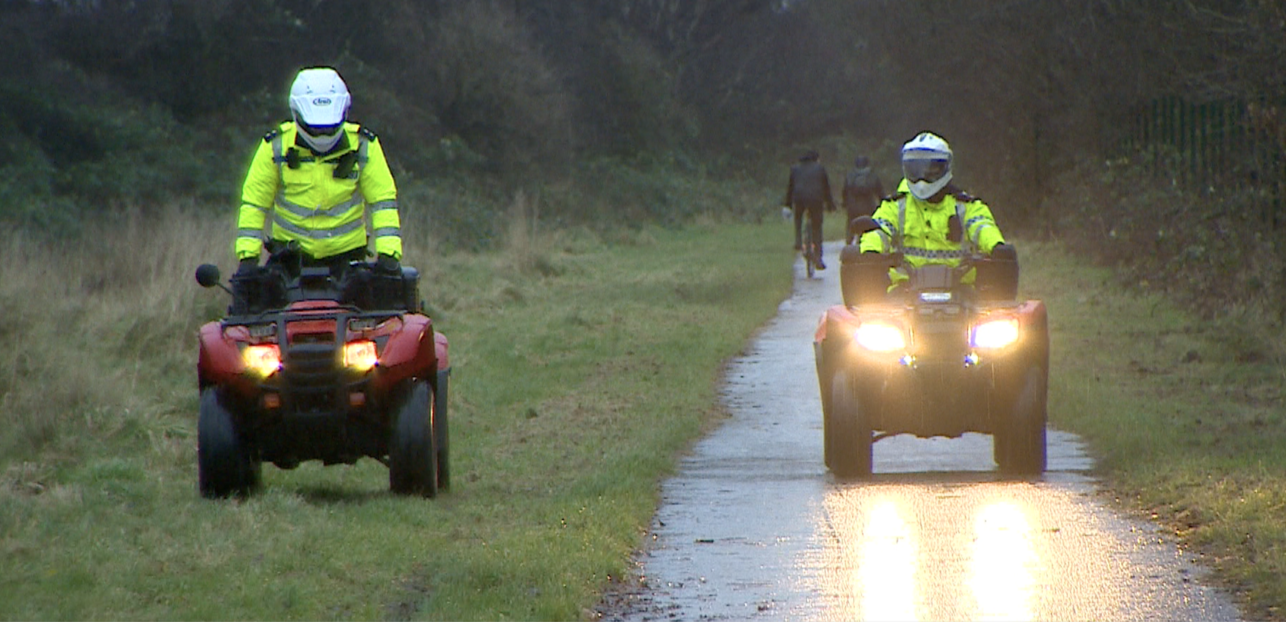 Police patrol on quad bikes