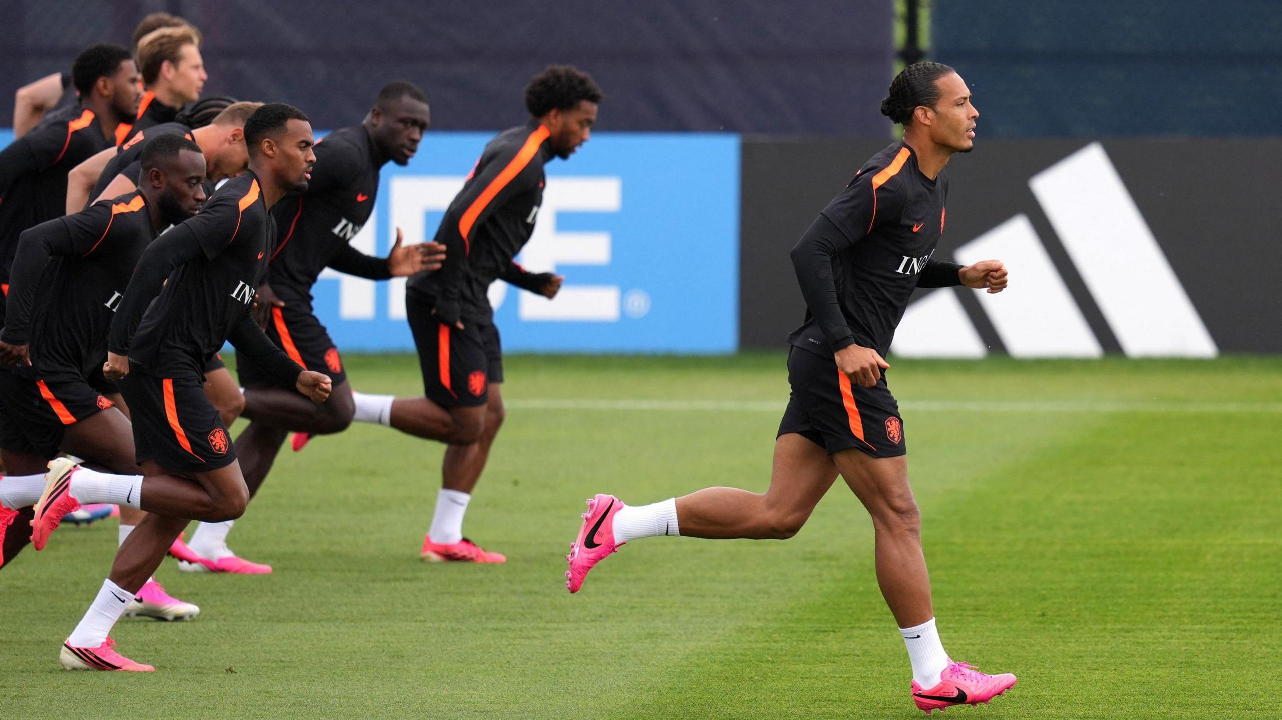 Netherlands captain Virgil van Dijk in training with the Dutch team