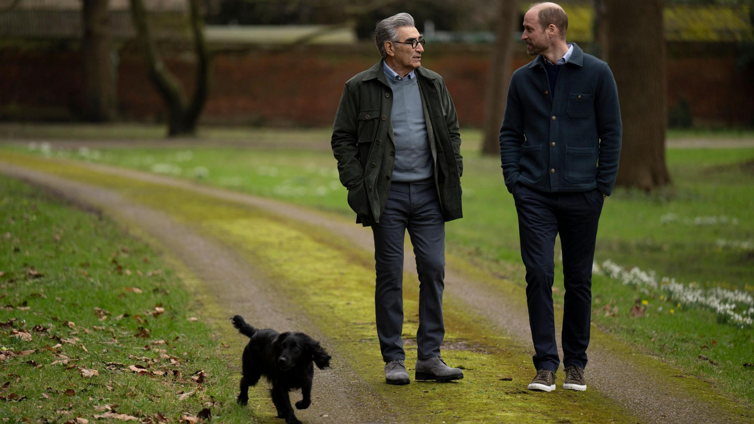 Eugene Levy, Prince William and his dog walking in the park