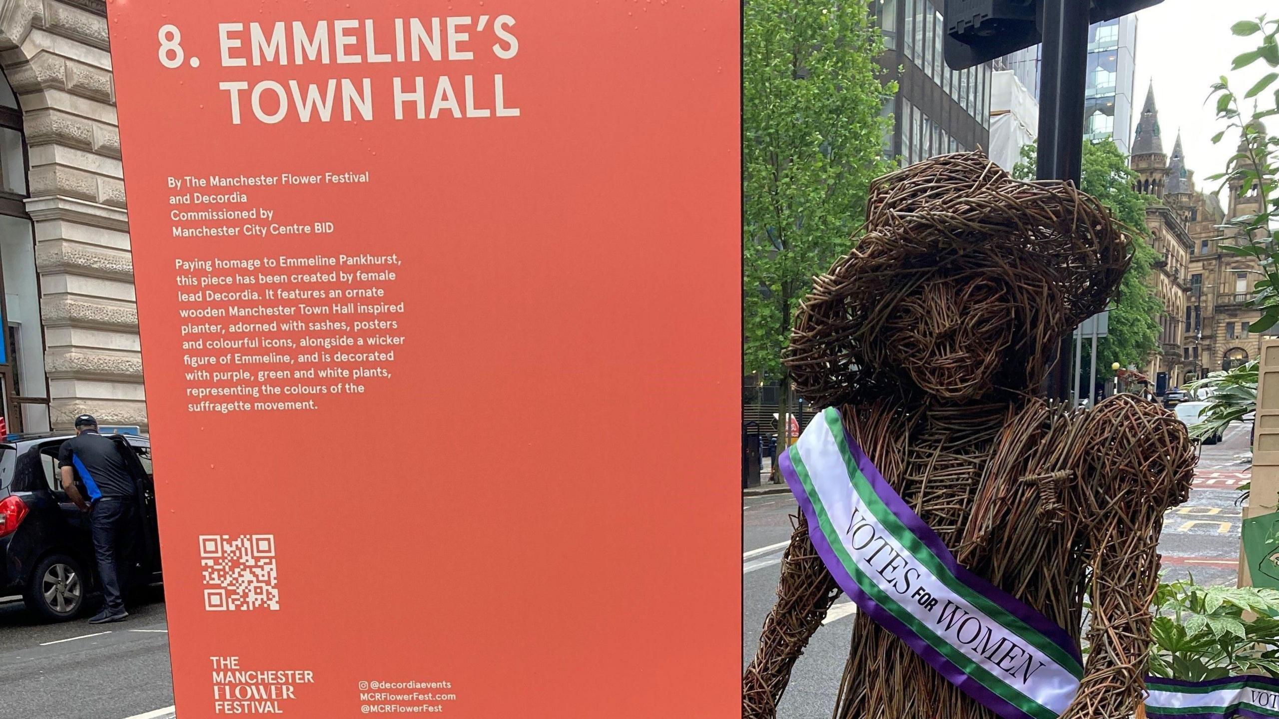 Floral sculpture of Emmeline Pankurst was featured in last year's floral trail at Manchester Town Hall.