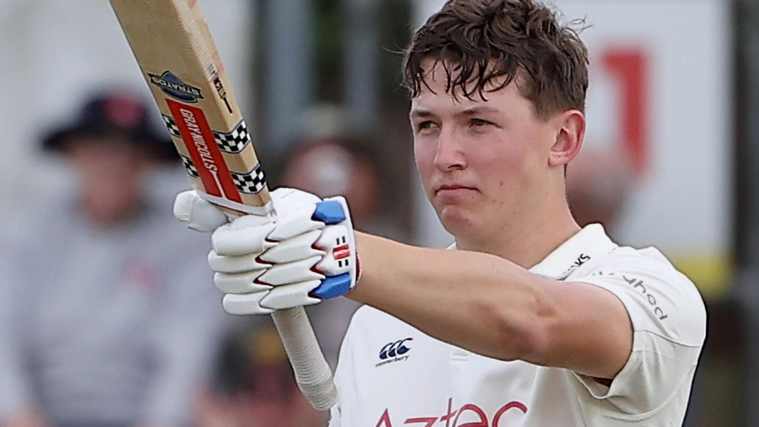 Ben McKinney celebrates scoring century