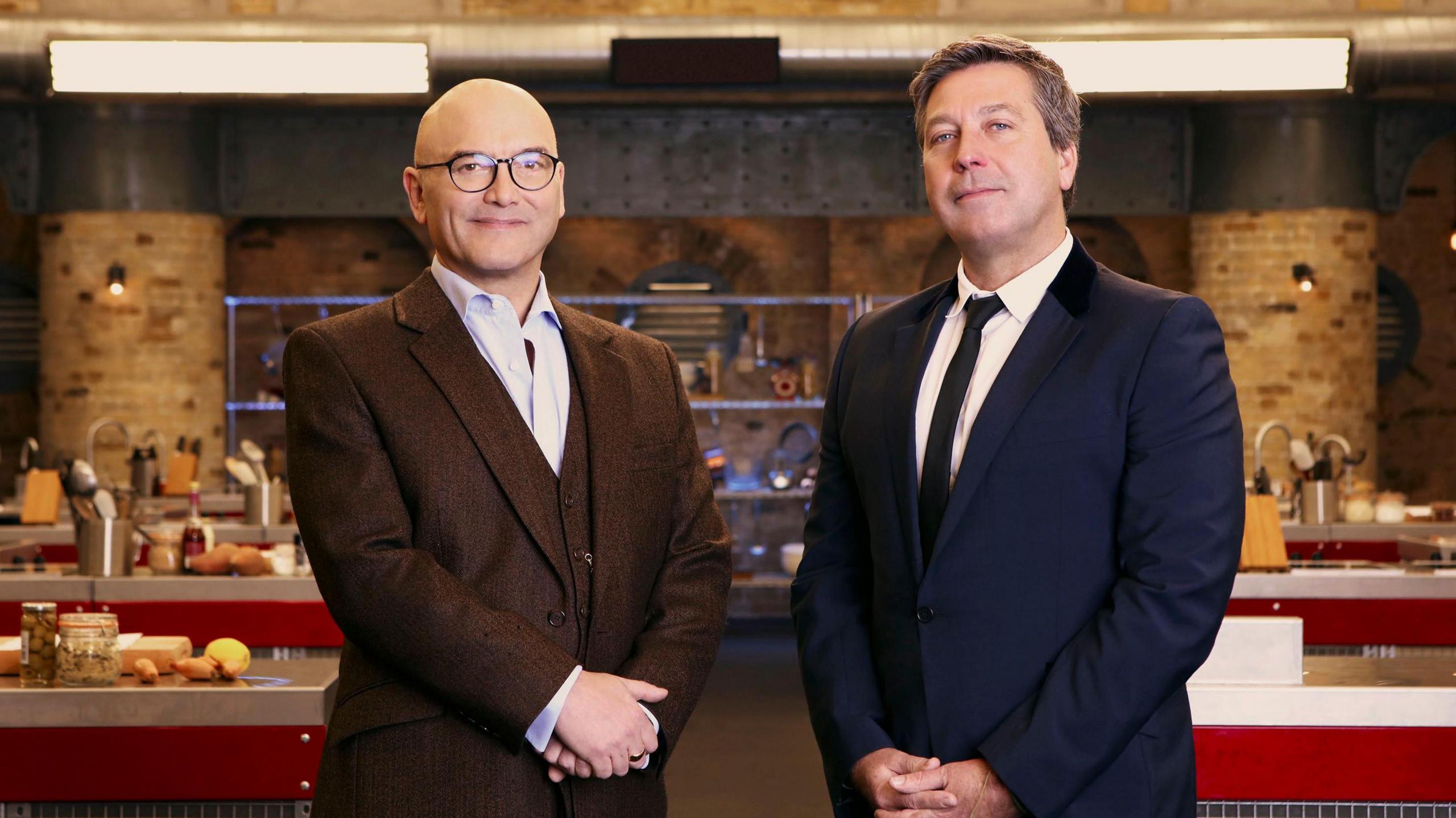 Gregg Wallace and John Torode pictured on the set of MasterChef