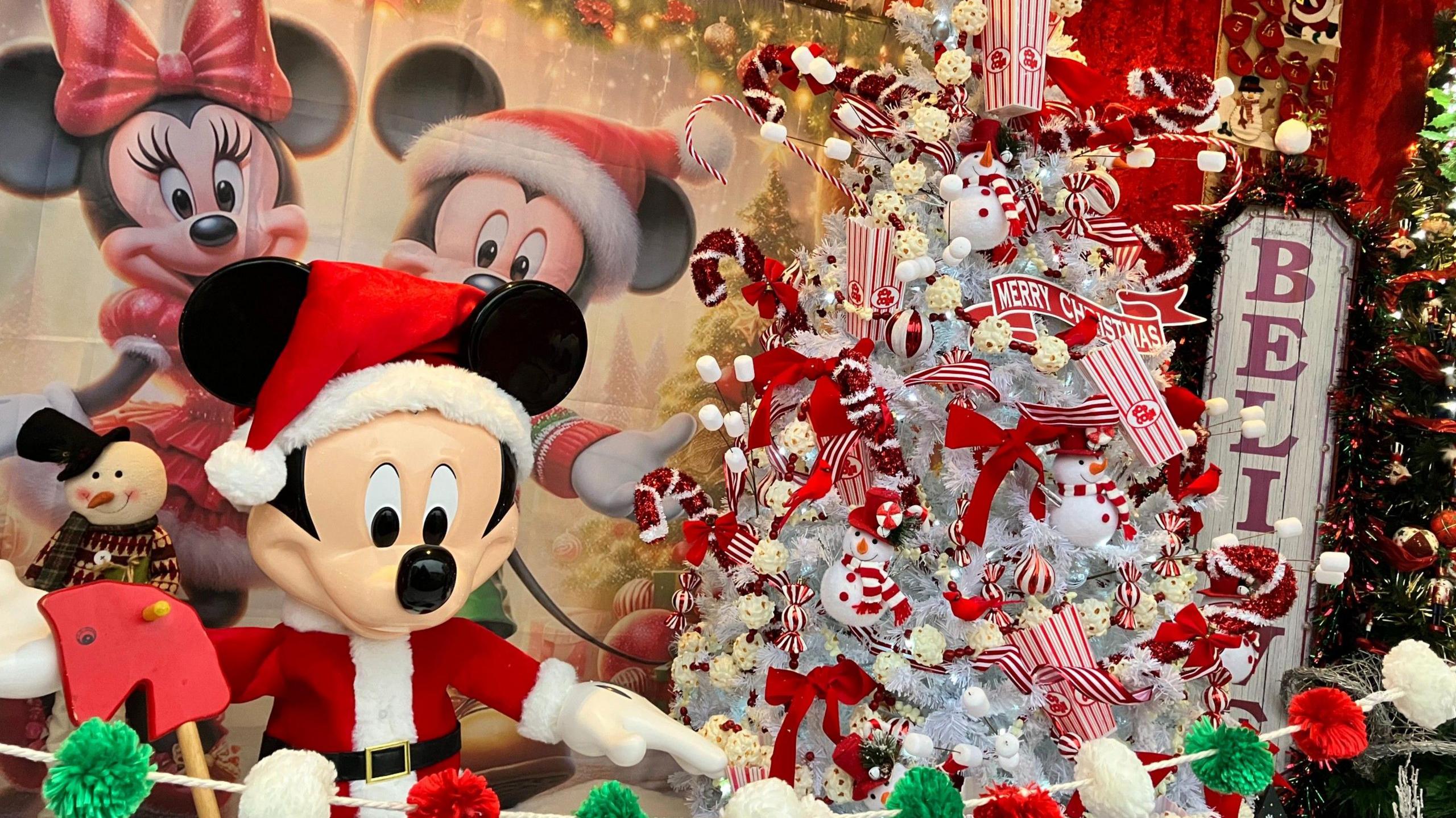 A large Mickey Mouse Disney Christmas decoration.