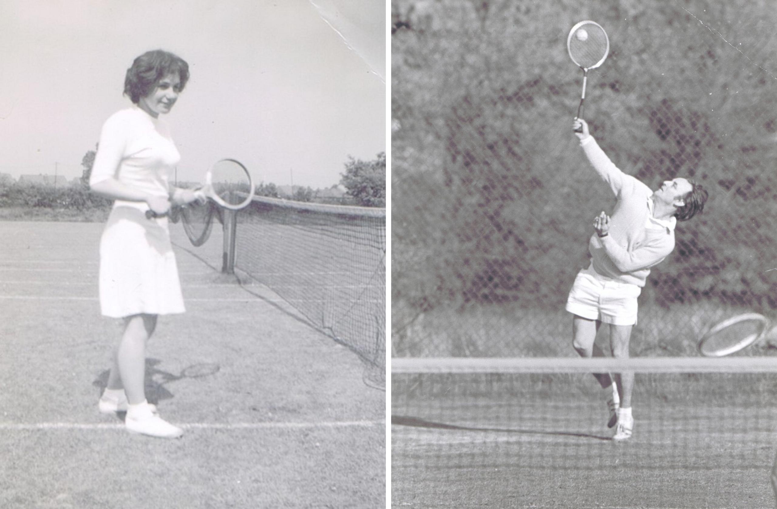 Old photos of Kath and Trevor Ford playing tennis at the club