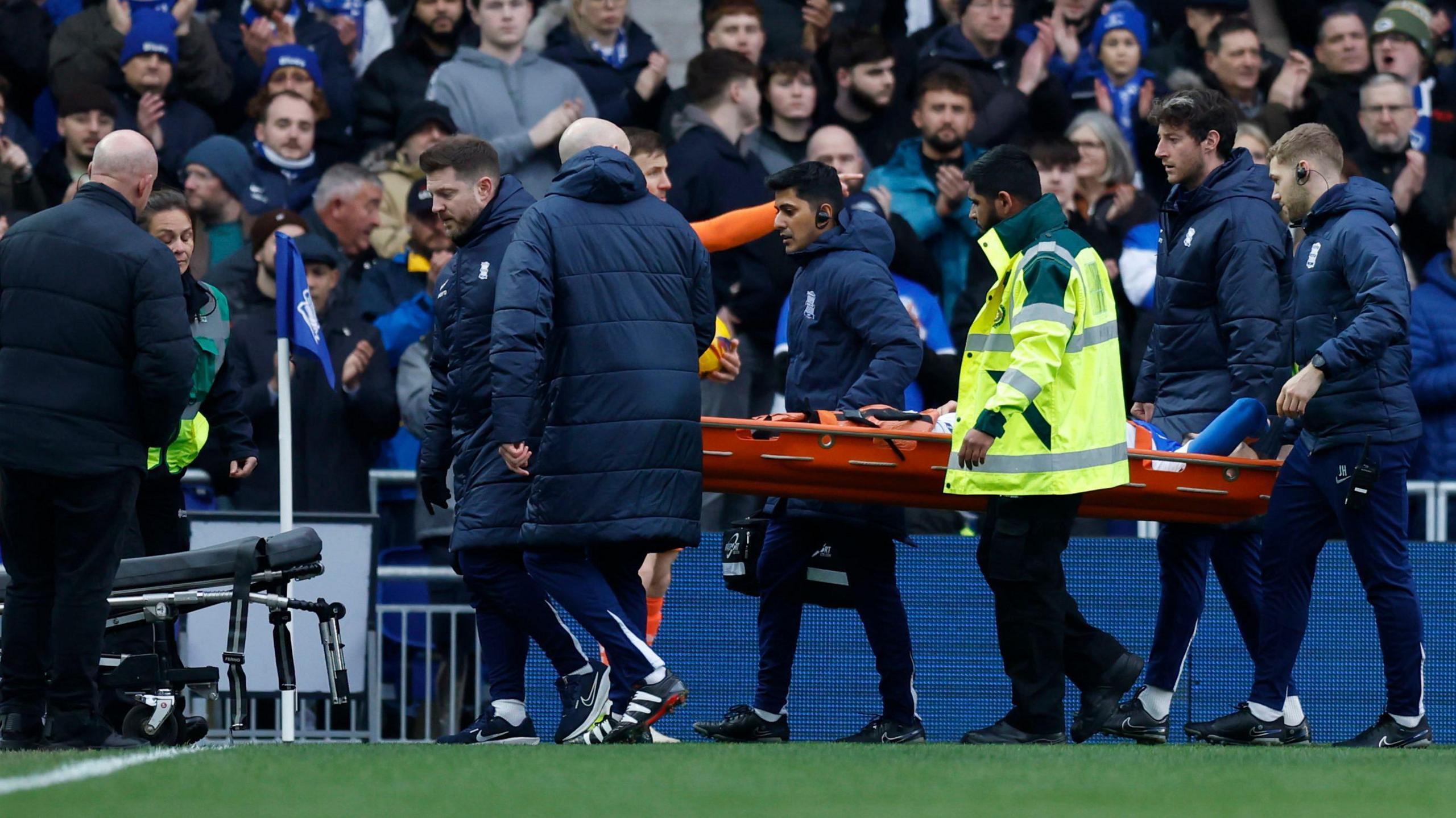 Lee Buchanan is stretchered off in Sunday's  0-0 home draw with Steve Bruce's Blackpool