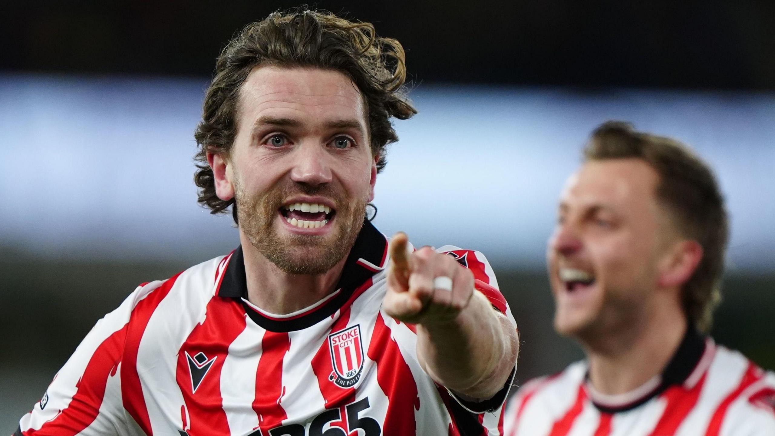 Sam Gallagher scores his first Stoke goal of the season at Norwich