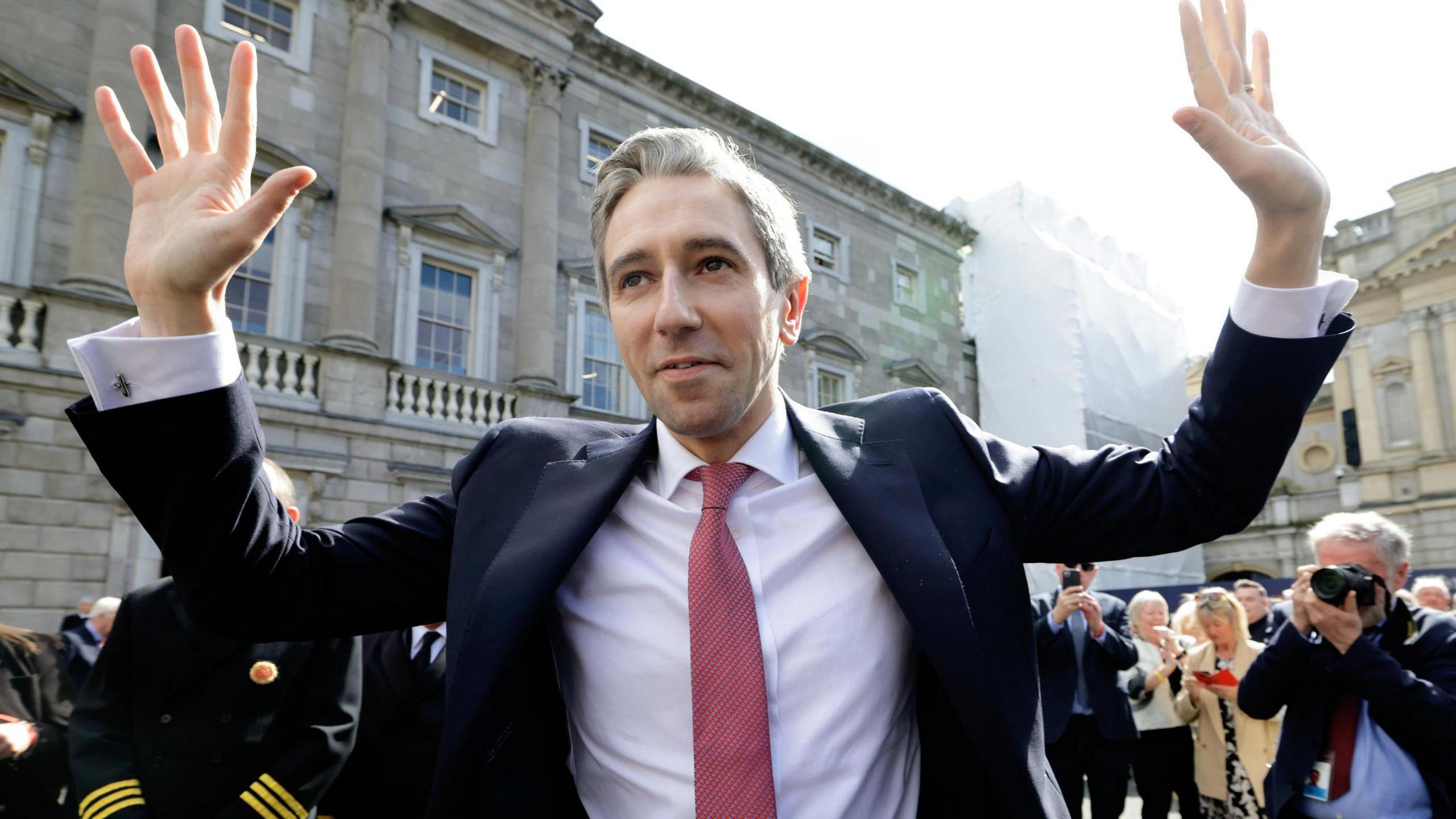 Newly elected Taoiseach Simon Harris leaving the Dáil in Dublin on Tuesday