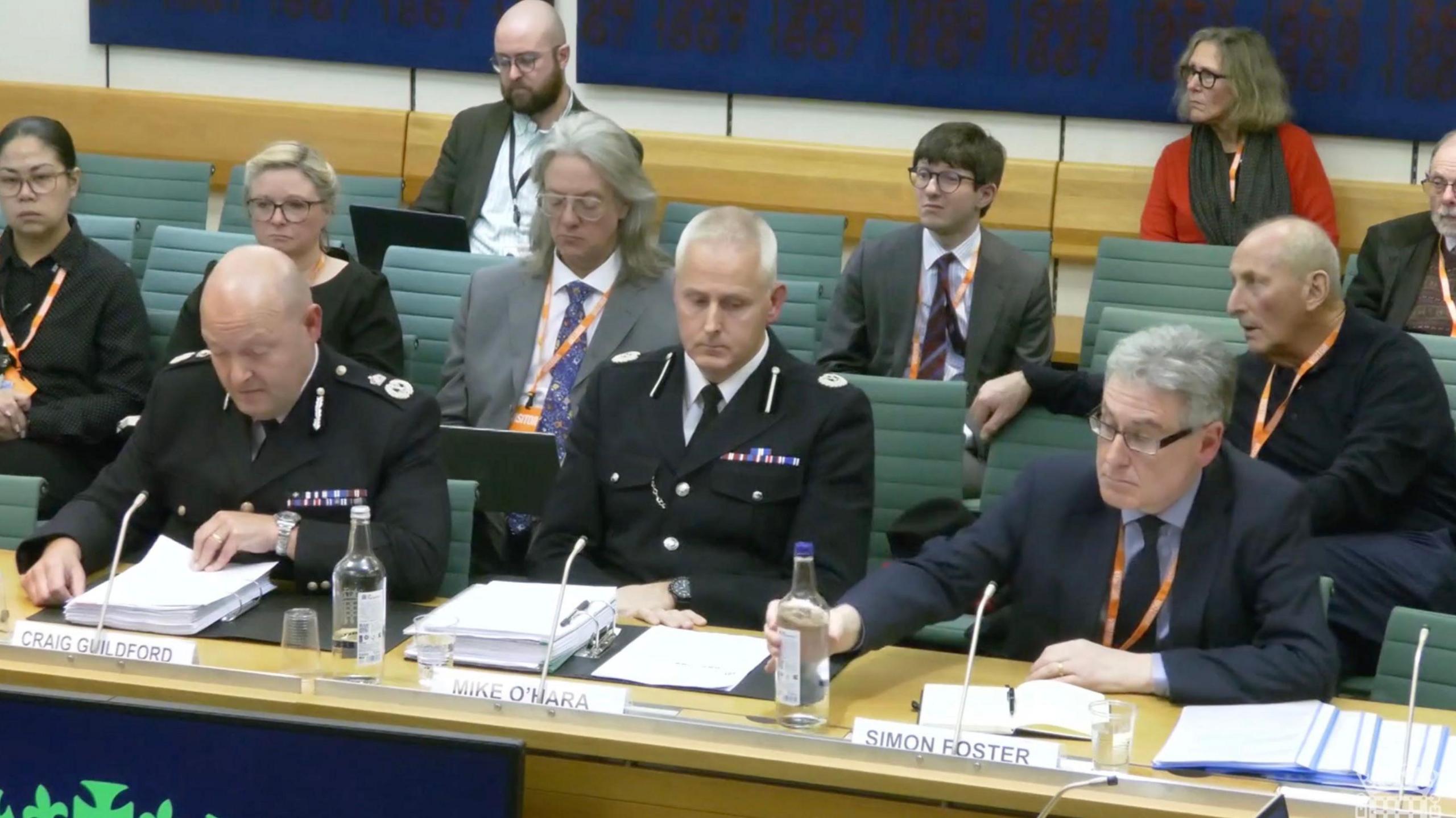 West Midlands Police chief constable, assistant chief constable and the West Midlands Police and Crime Commissioner sit at a table