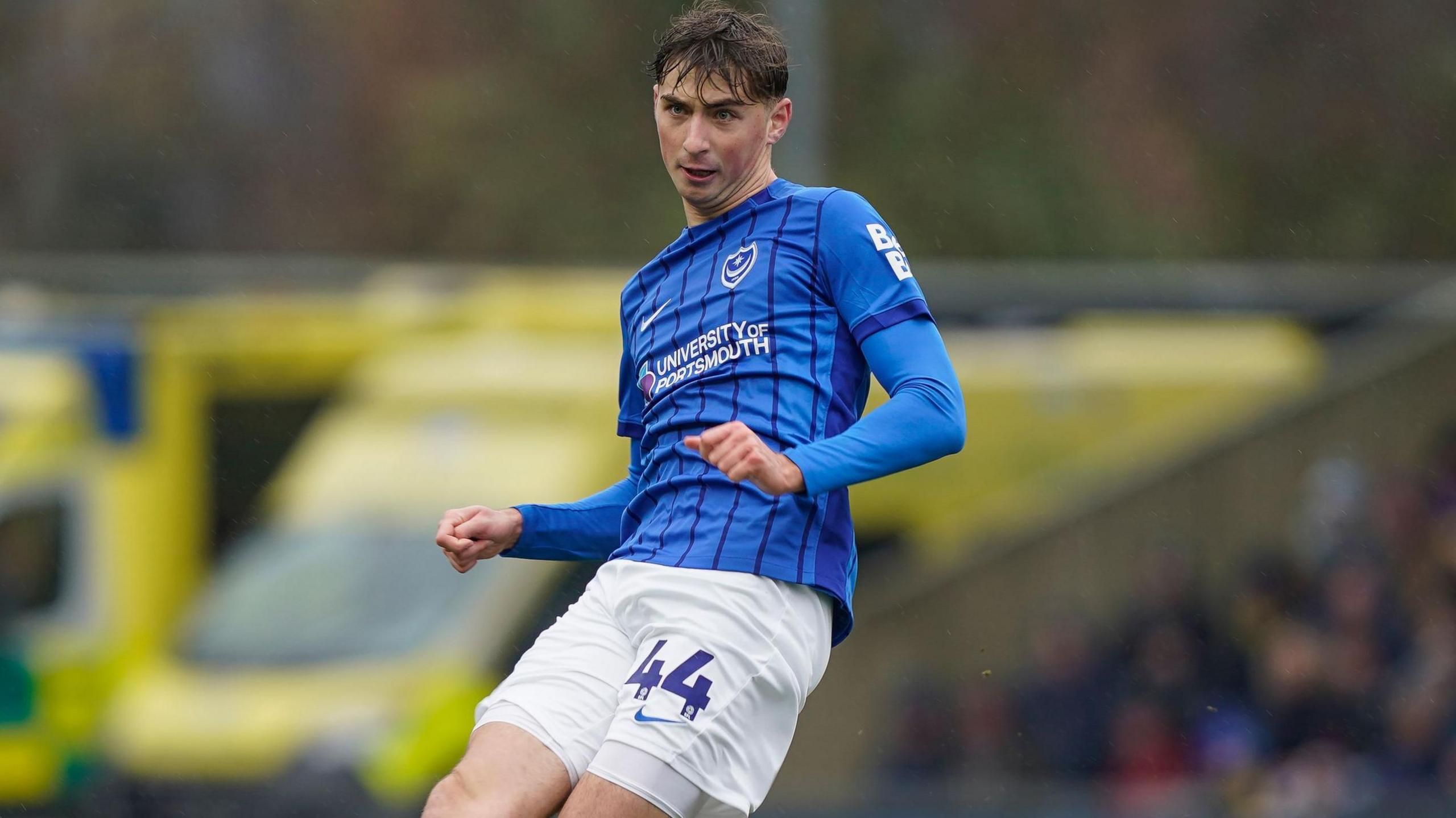 Portsmouth's Hayden Matthews passing the ball