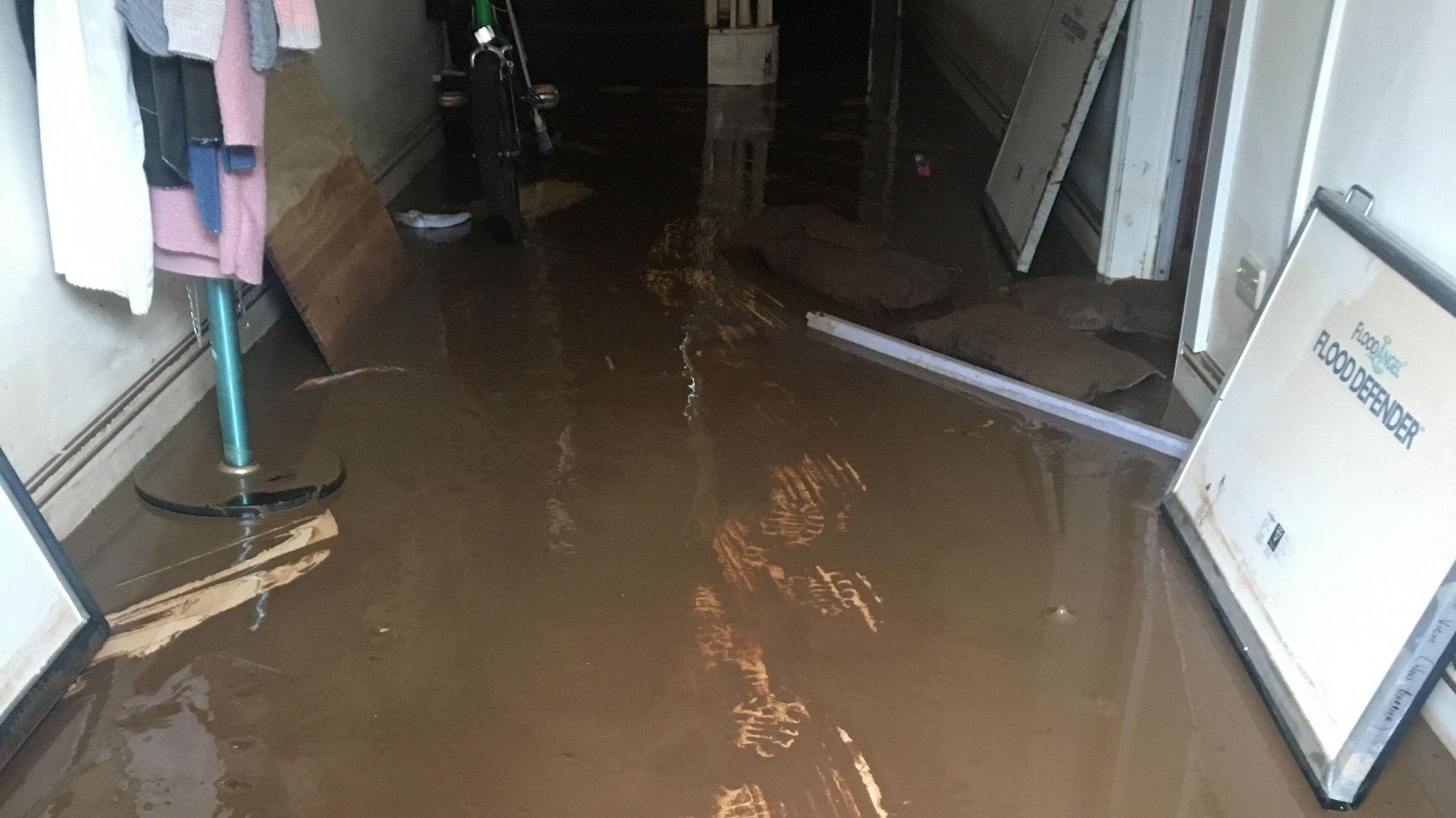 Carole's shop in floodwater