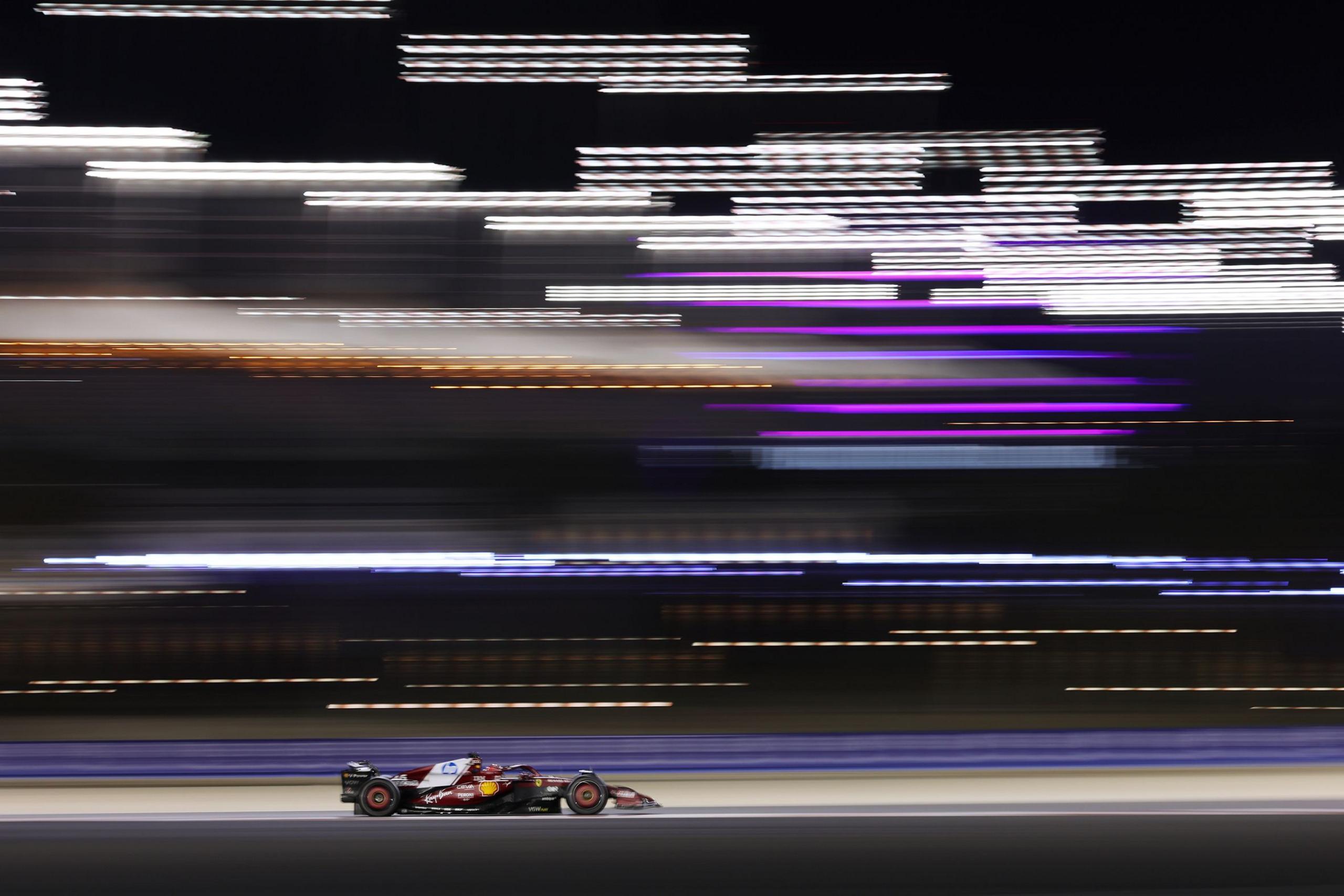 Ferraris Charles Leclerc of Monaco driving on day two of F1 Testing at Bahrain International Circuit in Bahrain