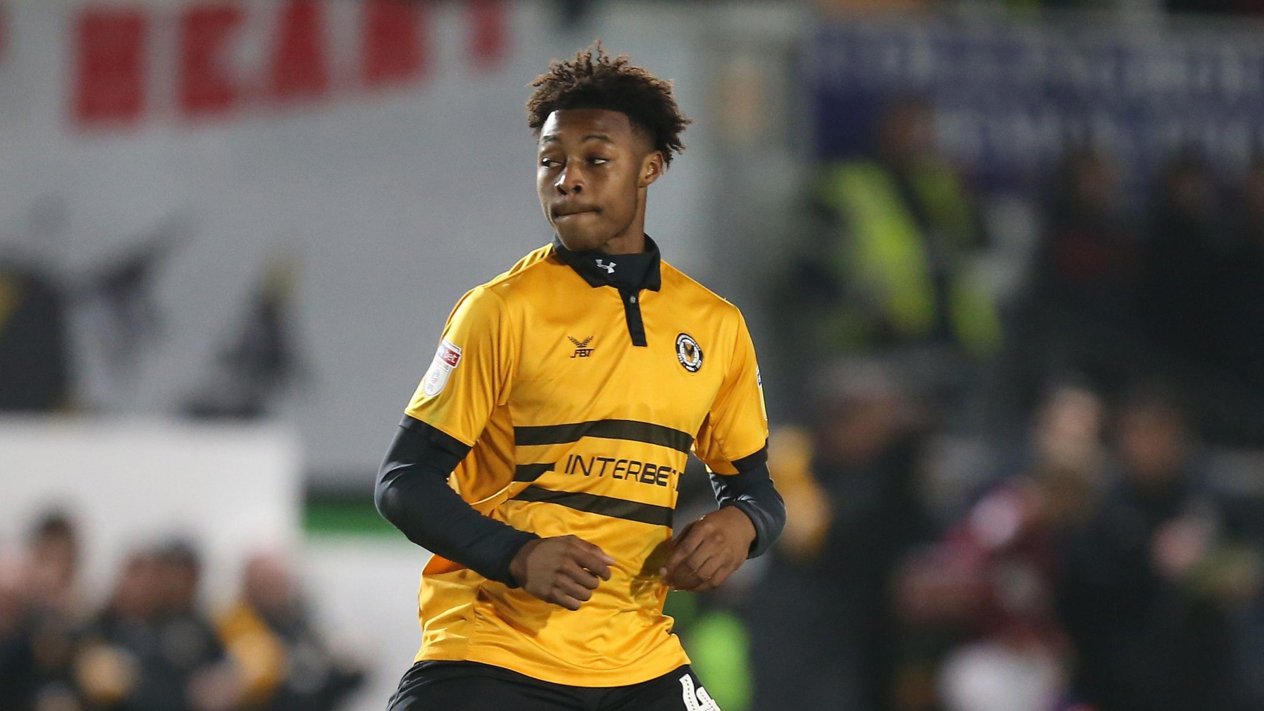 Antoine Semenyo playing for Newport County