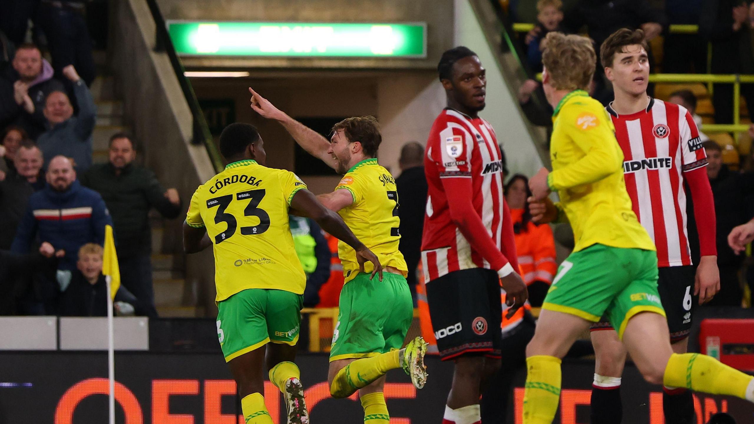 Jack Stacey running away to celebrate after scoring