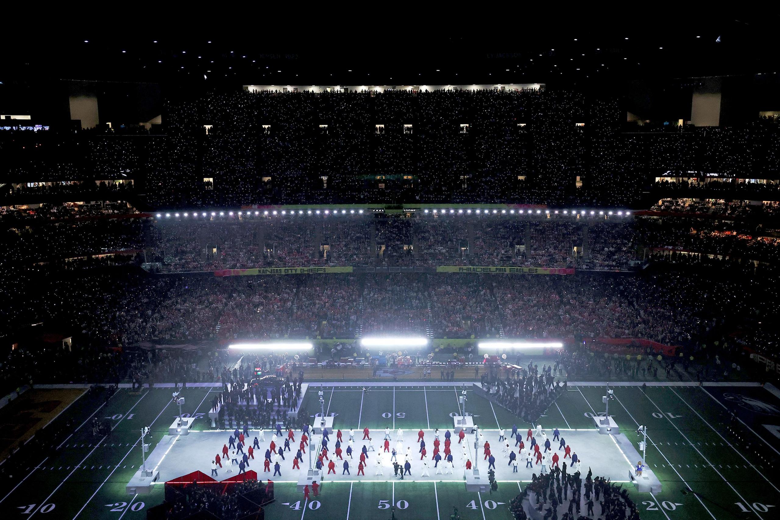 Kendrick Lamar performs onstage during Apple Music Super Bowl LIX Halftime Show at Caesars Superdome on February 09, 2025 in New Orleans, Louisiana