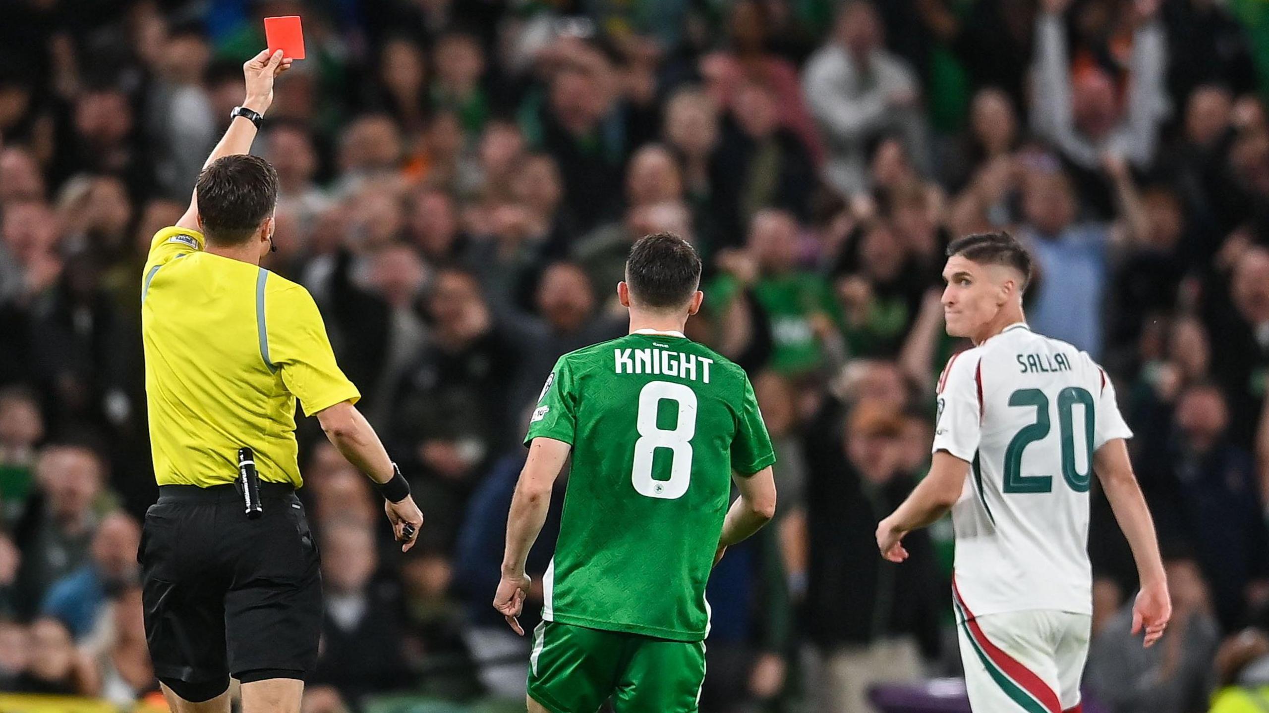 Roland Sallai is sent off