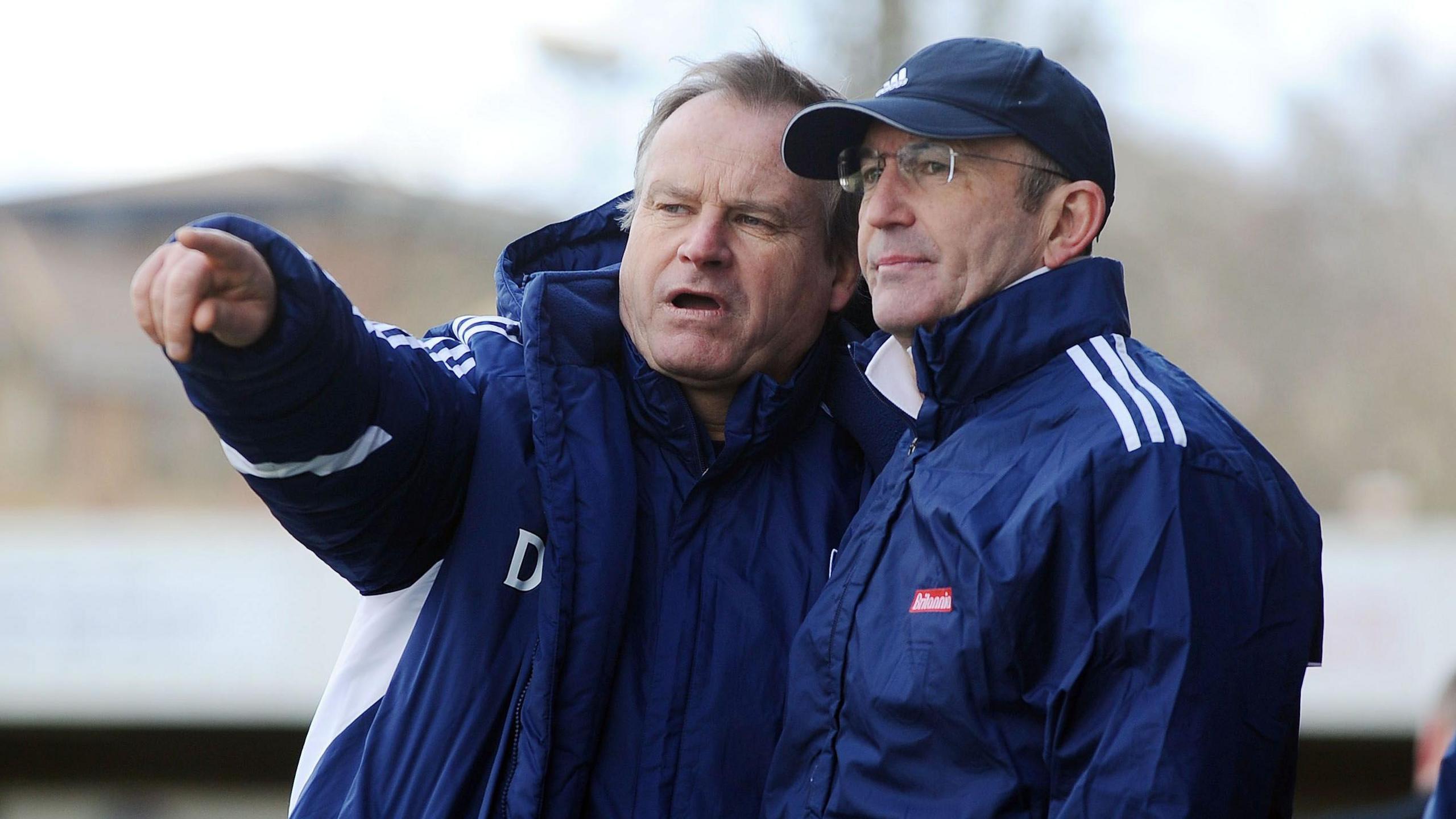Pulis (right) with his long-time assistant Dave Kemp
