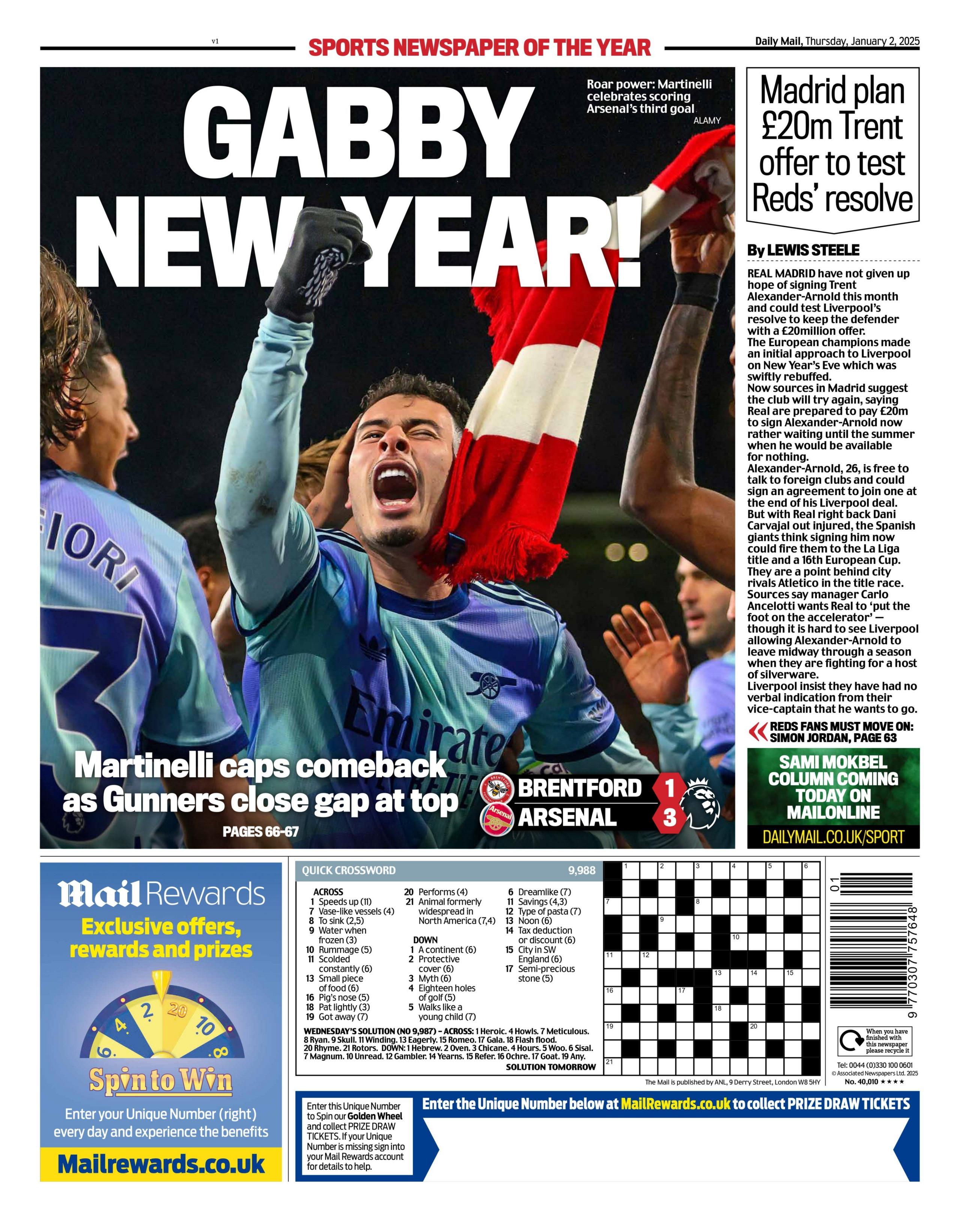 Mail back page