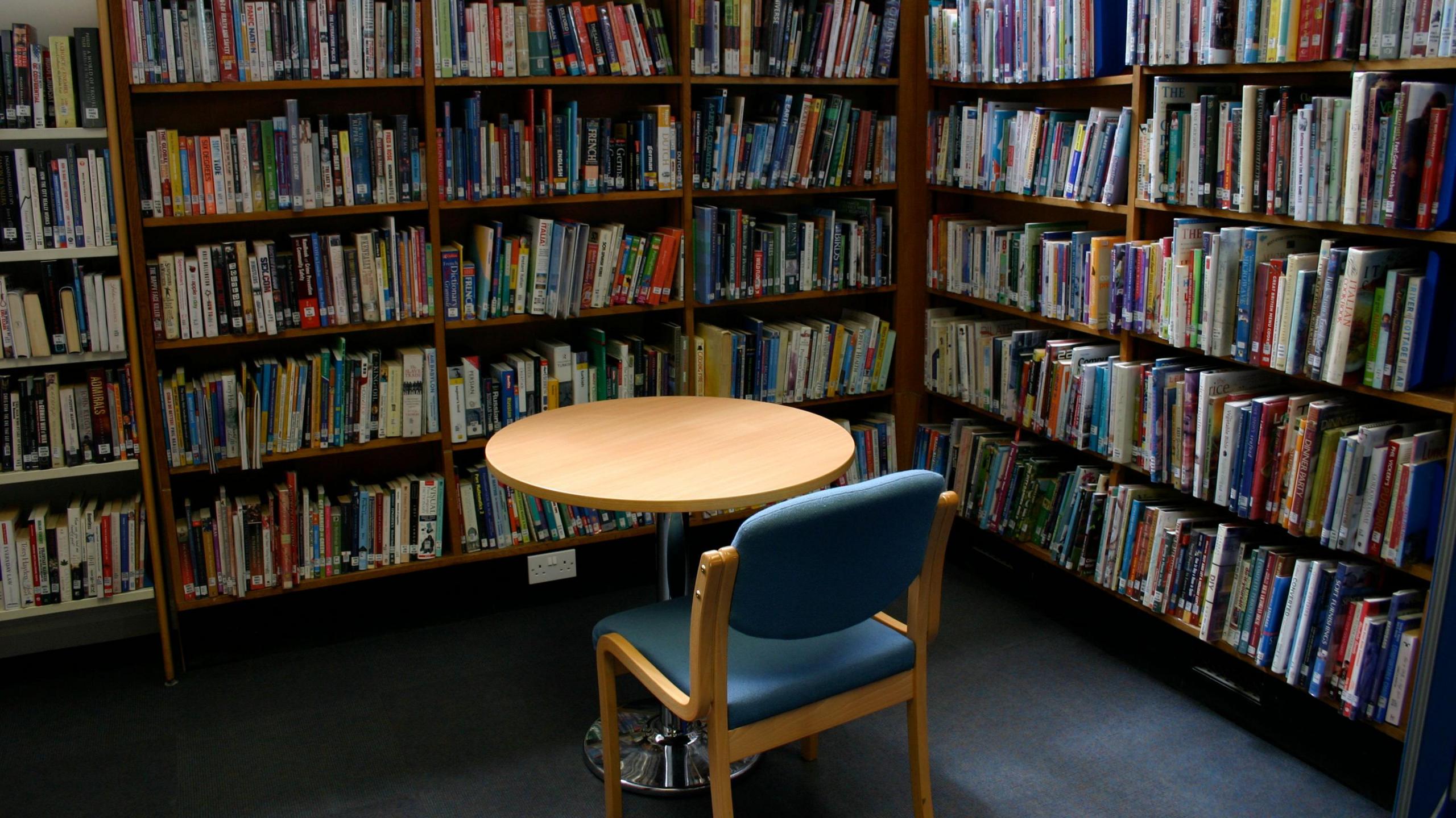 Chair and table in library