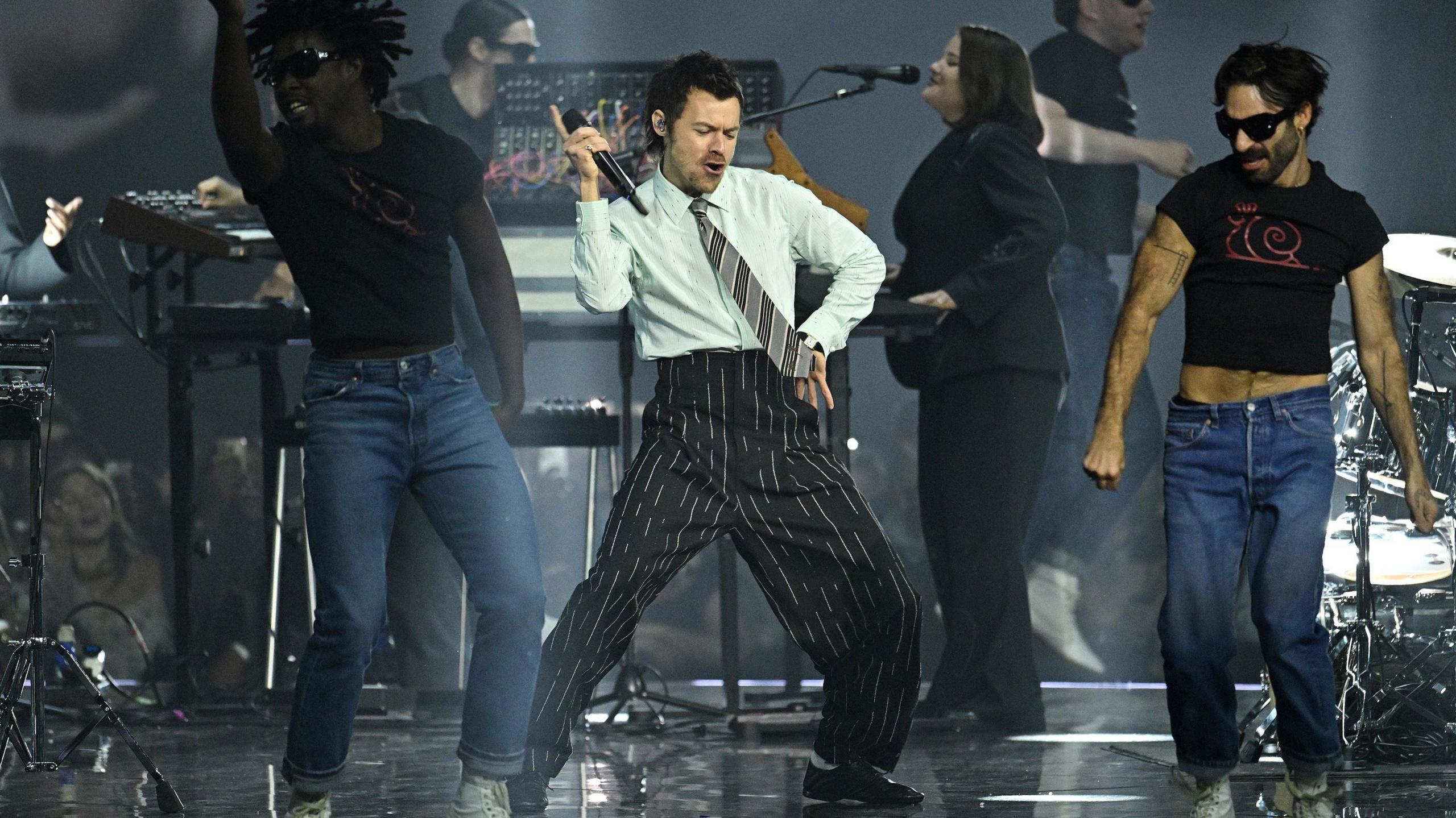 Harry Styles performs during the Brit Awards 2026 at Co-op Live, Manchester.