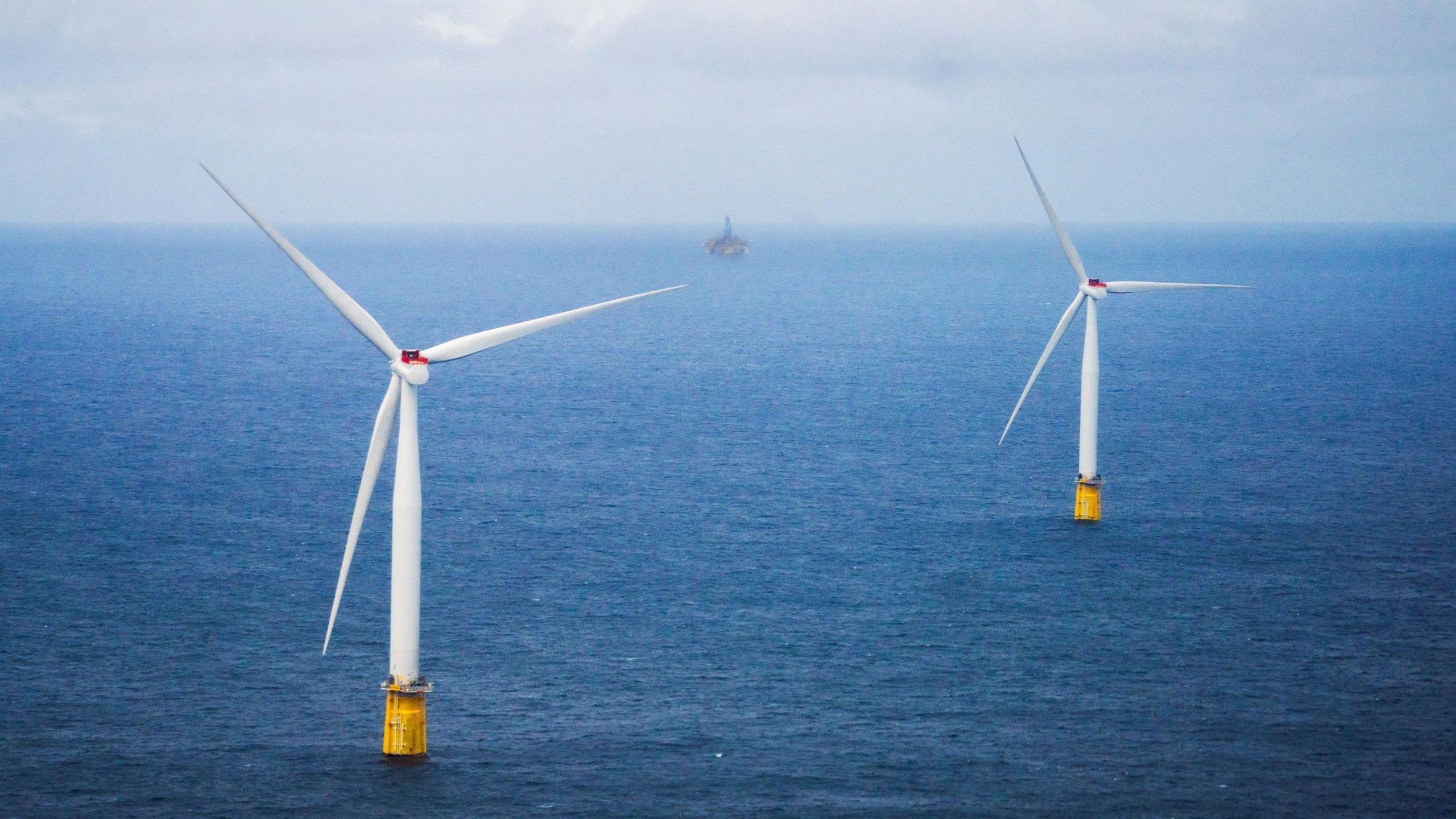 A floating offshore windfarm in Norway.