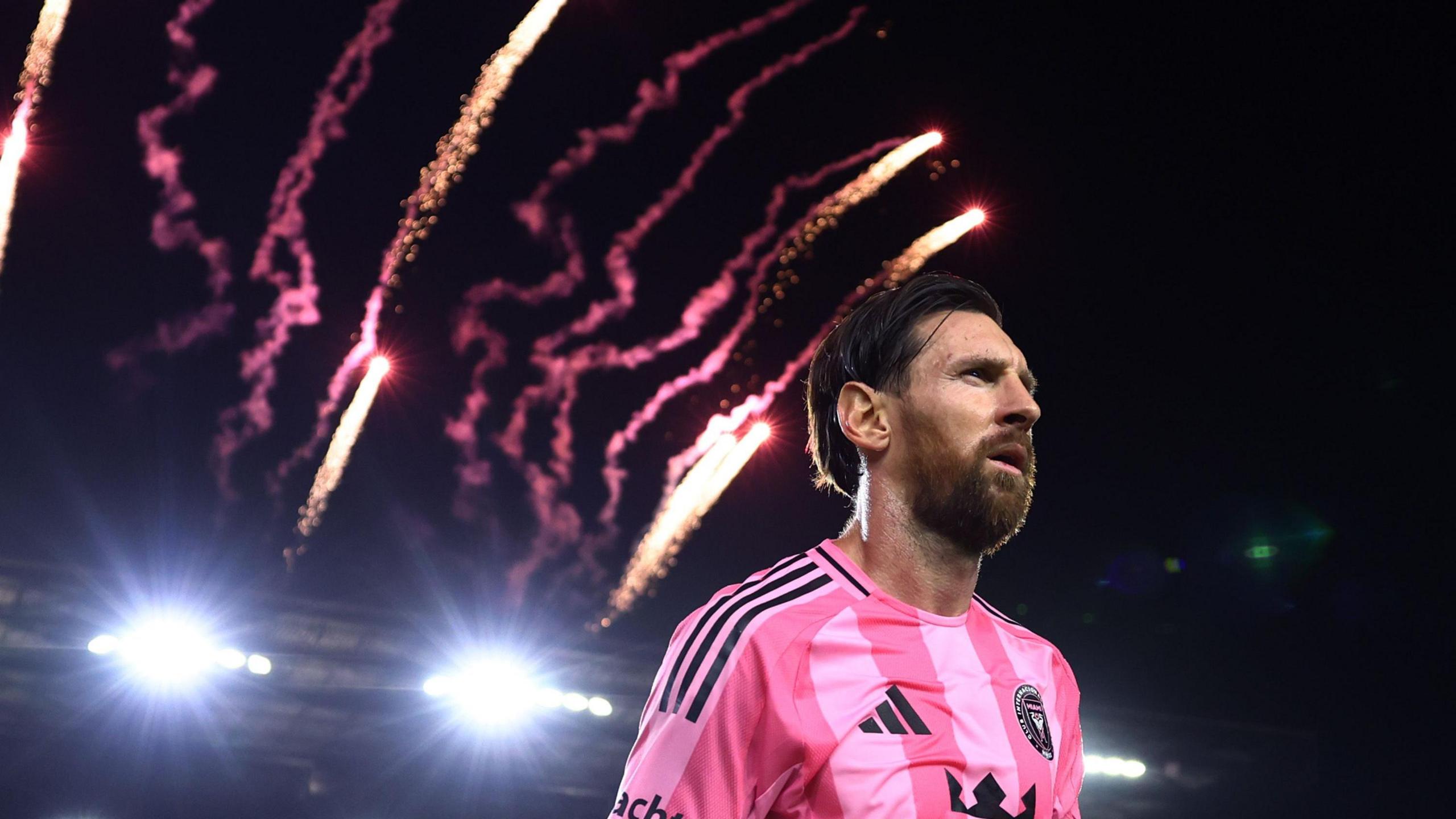Inter Miami's Lionel Messi leaves the pitch after winning the MLS match between Inter Miami and New York Red Bulls at Chase Stadium in Fort Lauderdale, Florida