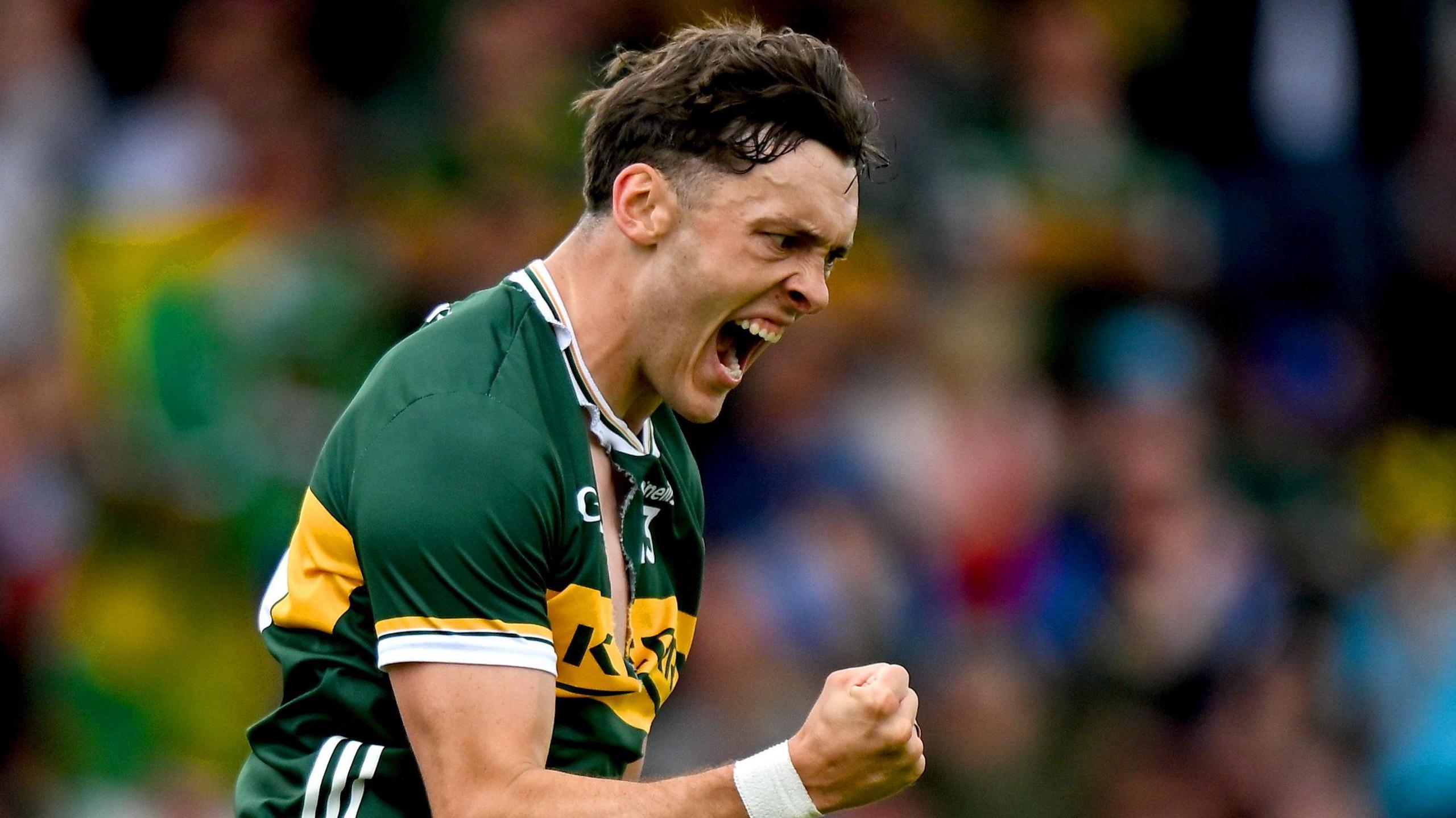 Kerry star David Clifford celebrates one of his goals against Cavan
