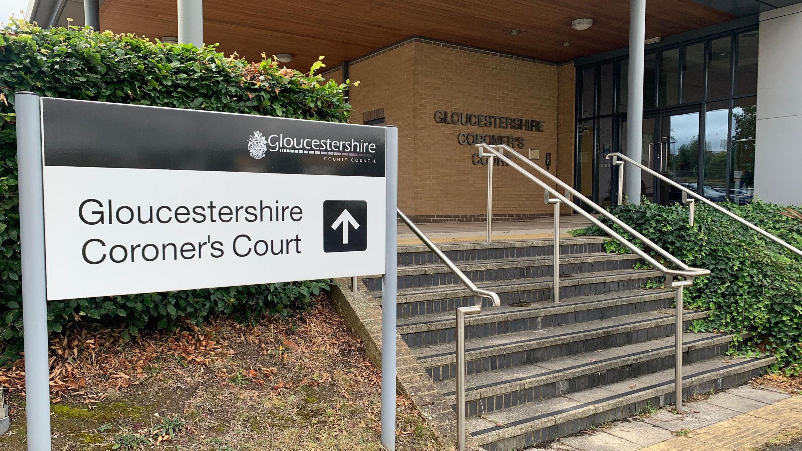 The entrance to Gloucestershire Coroner's Court