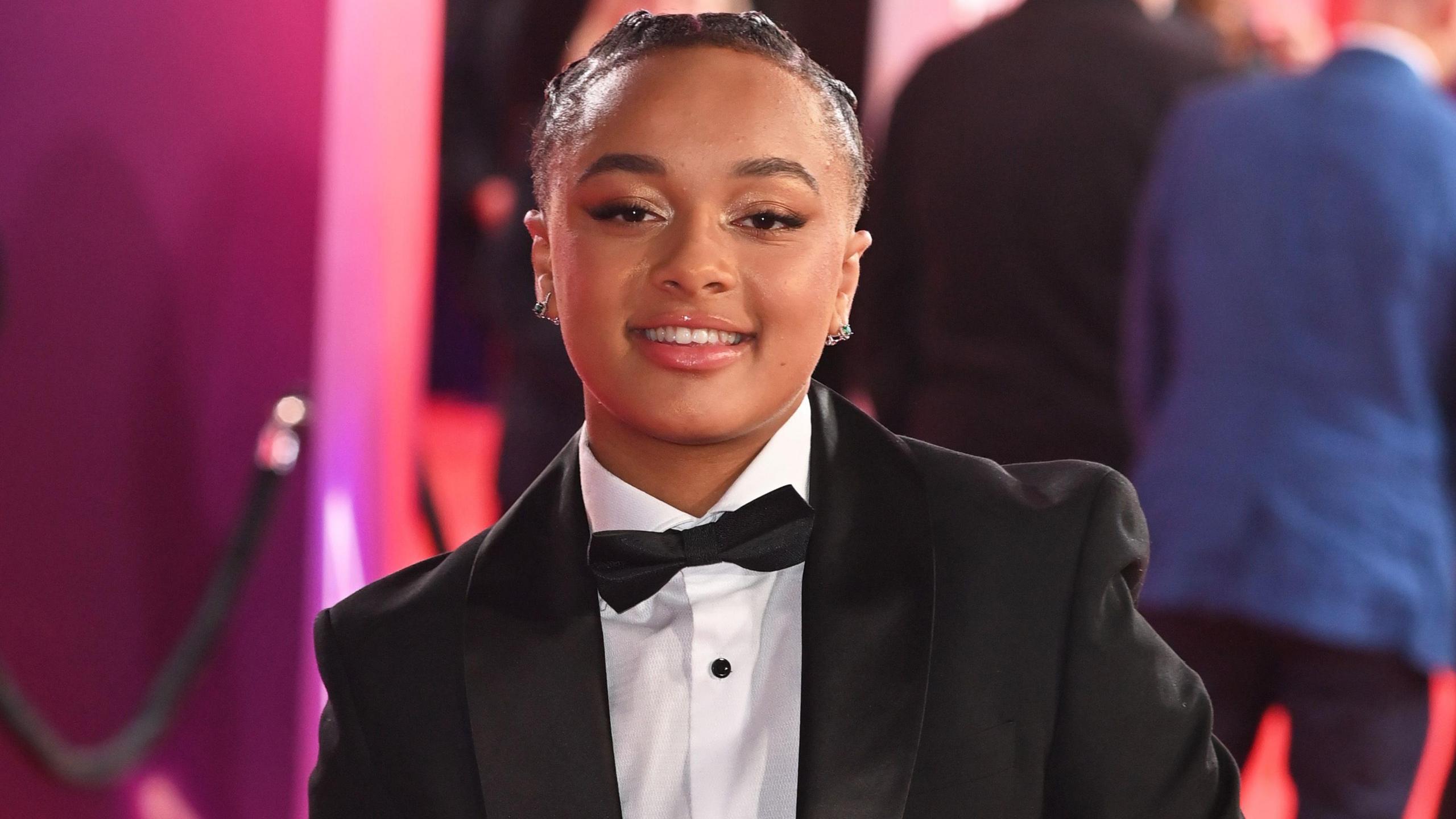 Nykiya Adams attends the "Bird" headline gala during the 68th BFI London Film Festival at The Royal Festival Hall on October 19, 2024 in London, England