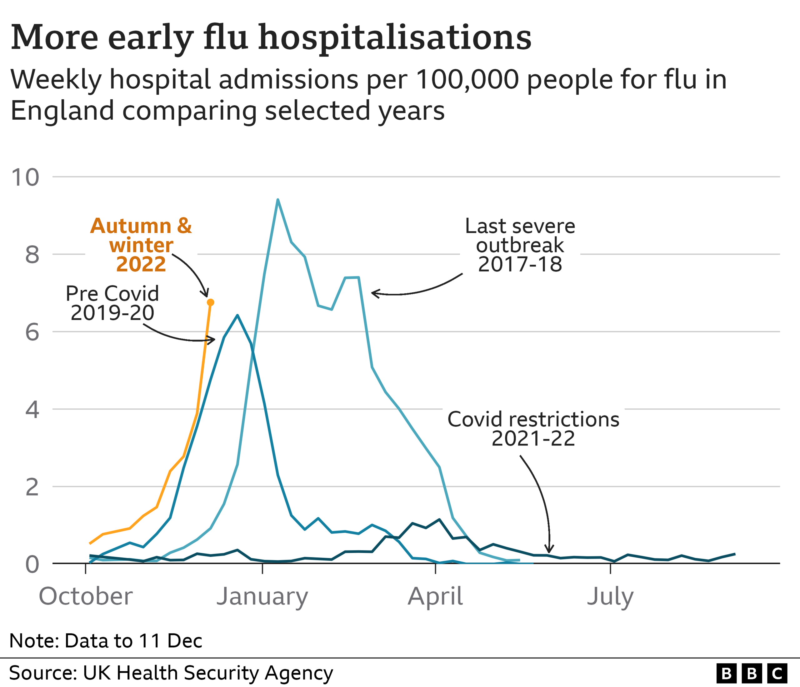 Sharp rise in flu hospitalisations