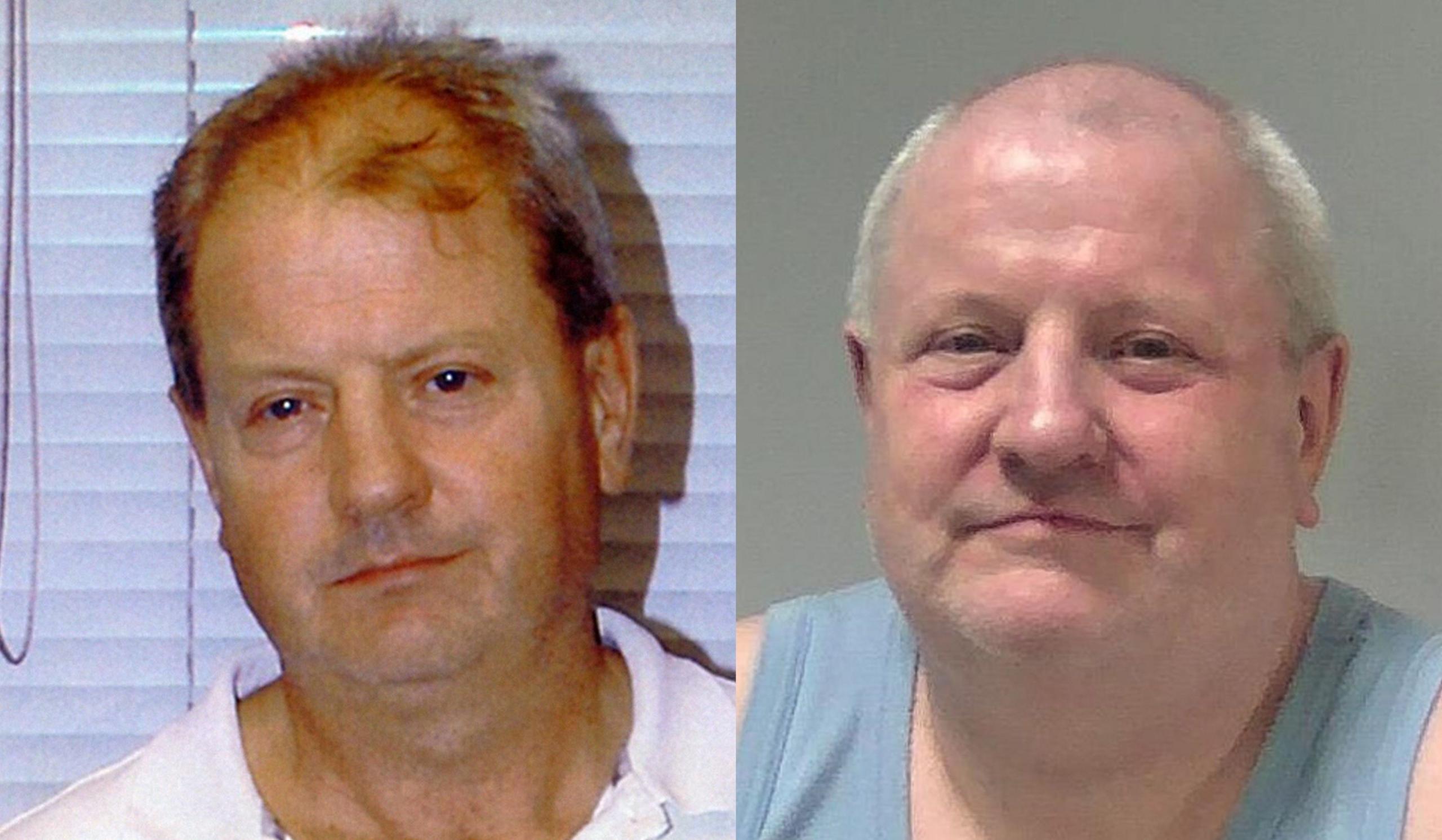 Side-by-side composite image of Steve Wright. The left-hand image was issued in 2008 and shows him wearing a white polo shirt standing in front of a white Venetian blind. The right-hand image shows him looking much heavier and with less hair, smiling, and wearing a grey vest.
