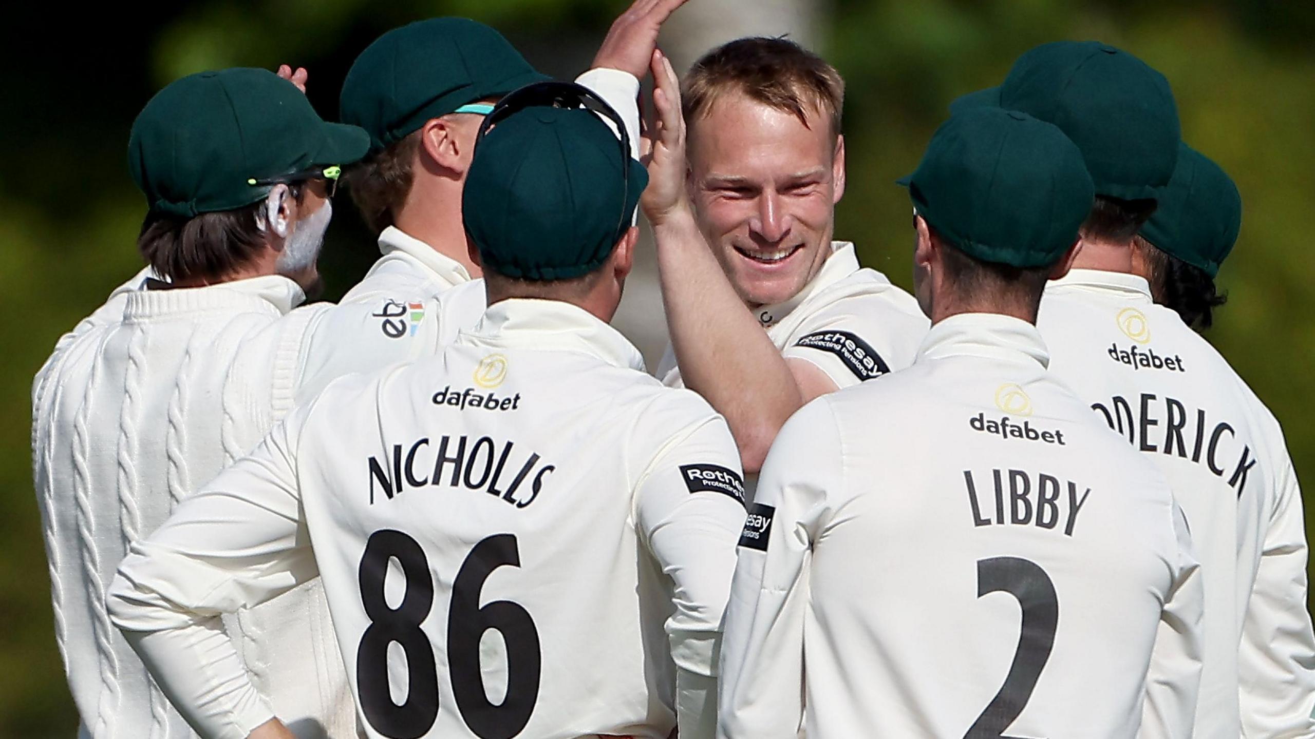 Worcestershire celebrate wicket