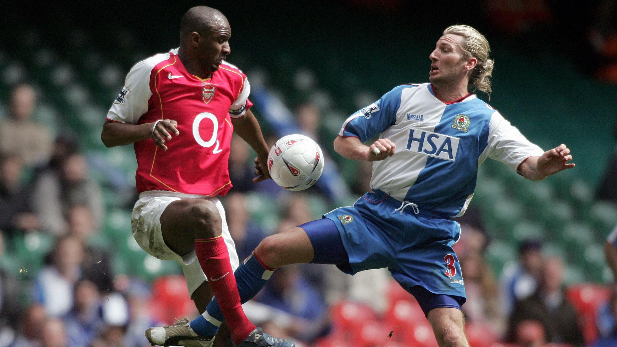 Robbie Savage playing for Blackburn Rovers Football Club against Arsenal in the FA Cup semi-finals