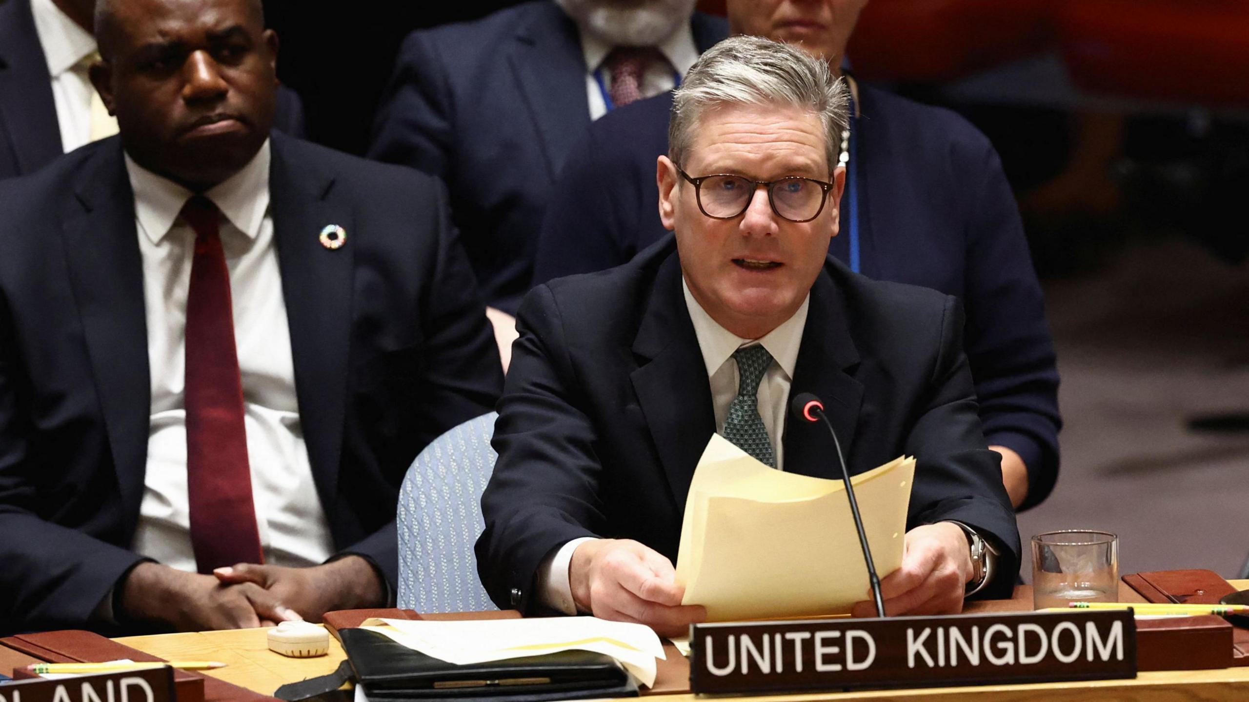 Keir Starmer addressing the UN Security Counci;