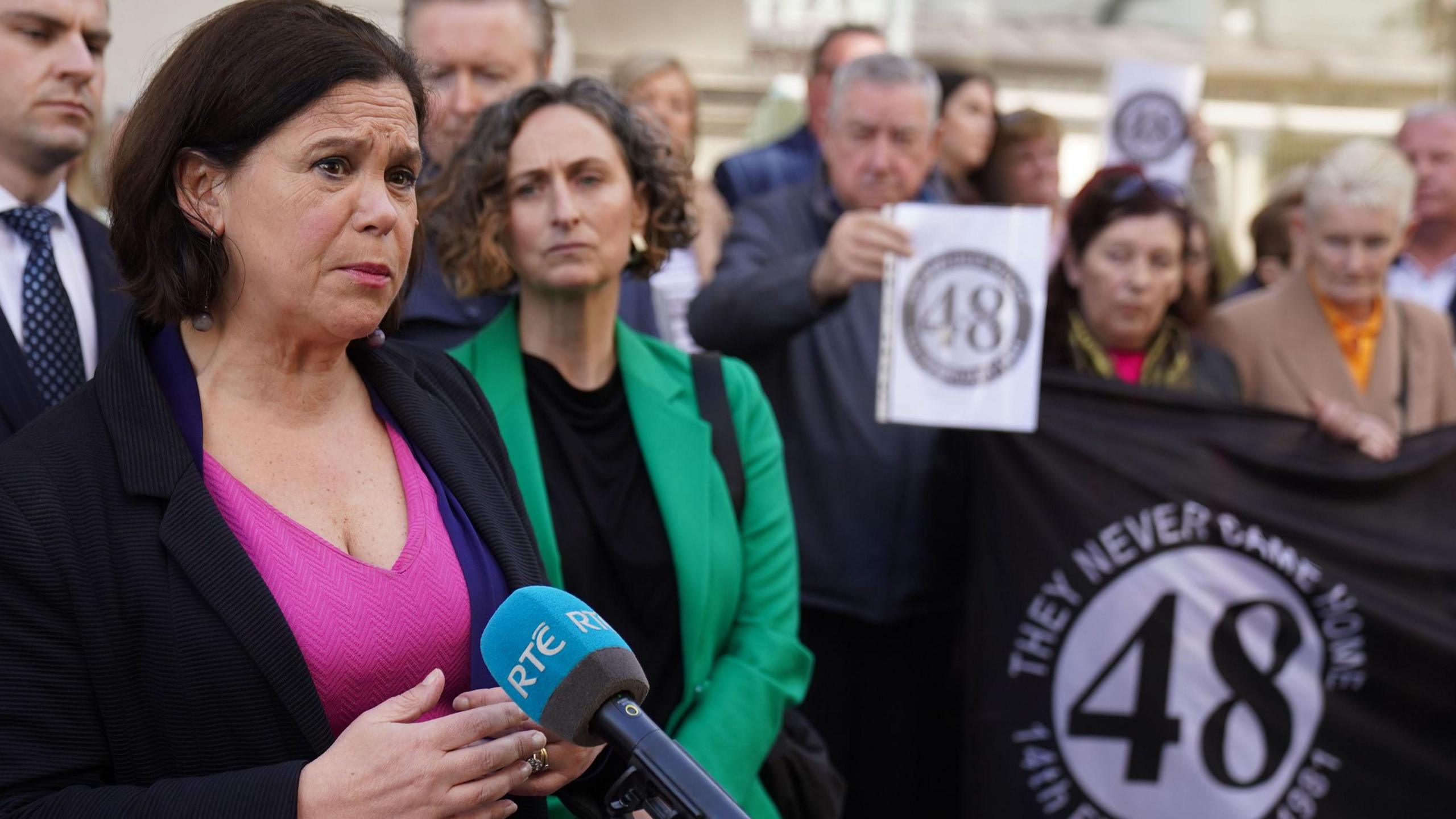 Sinn Féin leader Mary Lou McDonald with Stardust families in Dublin