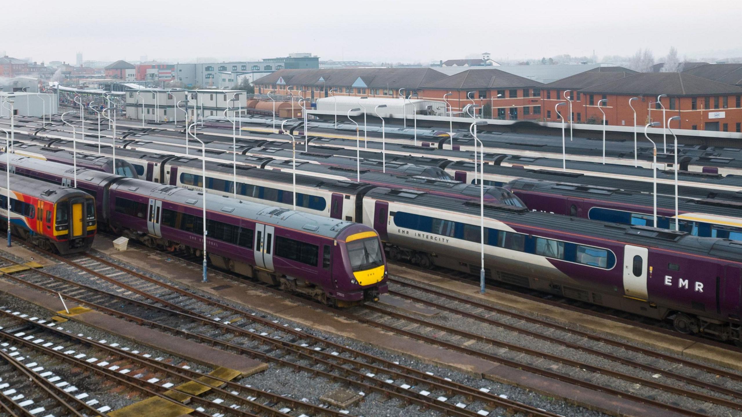 East Midlands Railway trains in sidings