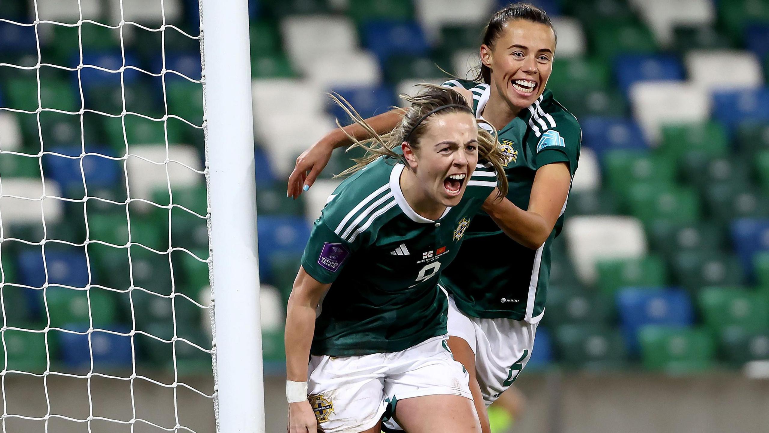 Simone Magill celebrates scoring