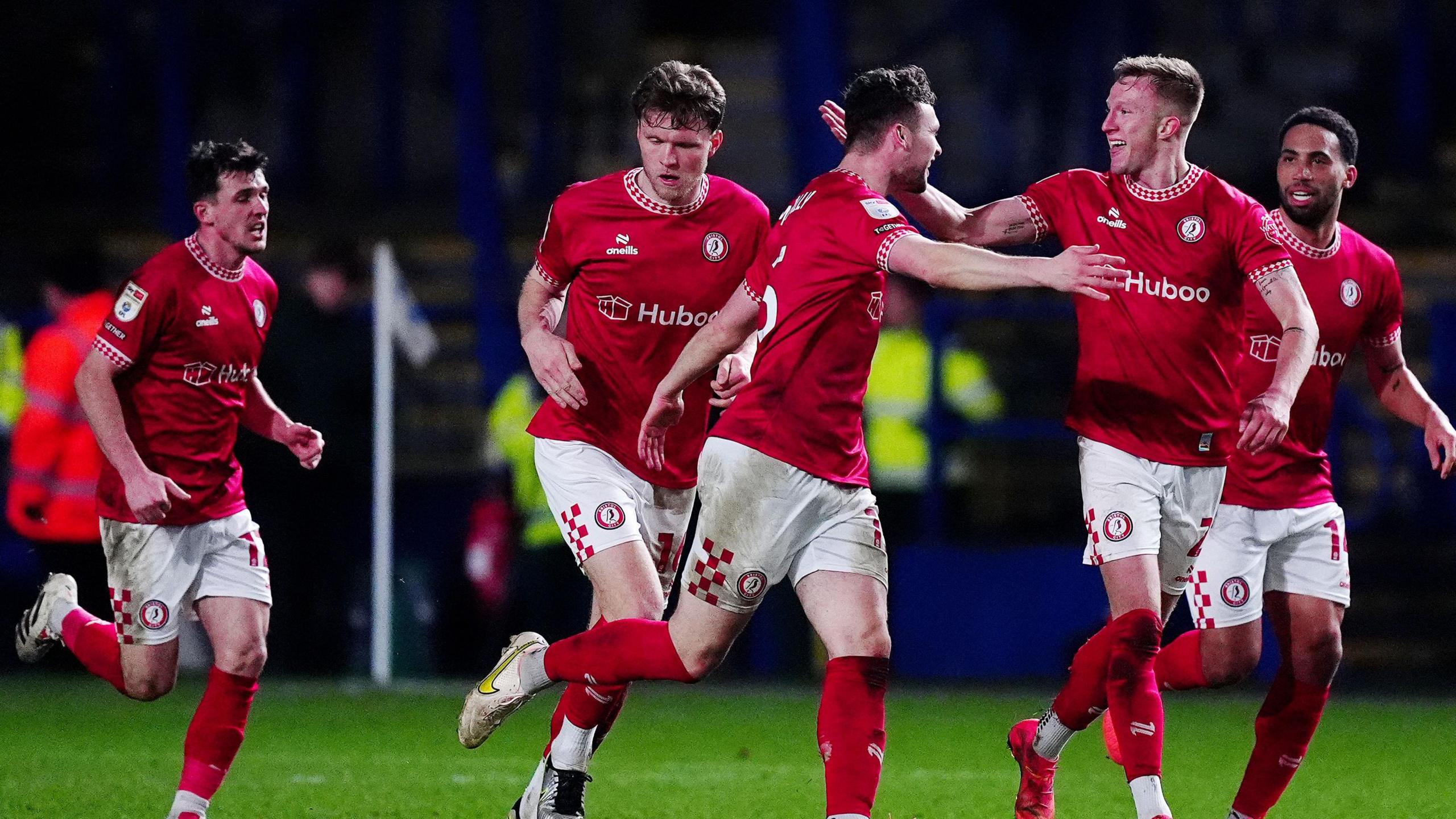 Bristol City players celebrate Ross McCrorie's goal at Sheffield Wednesday