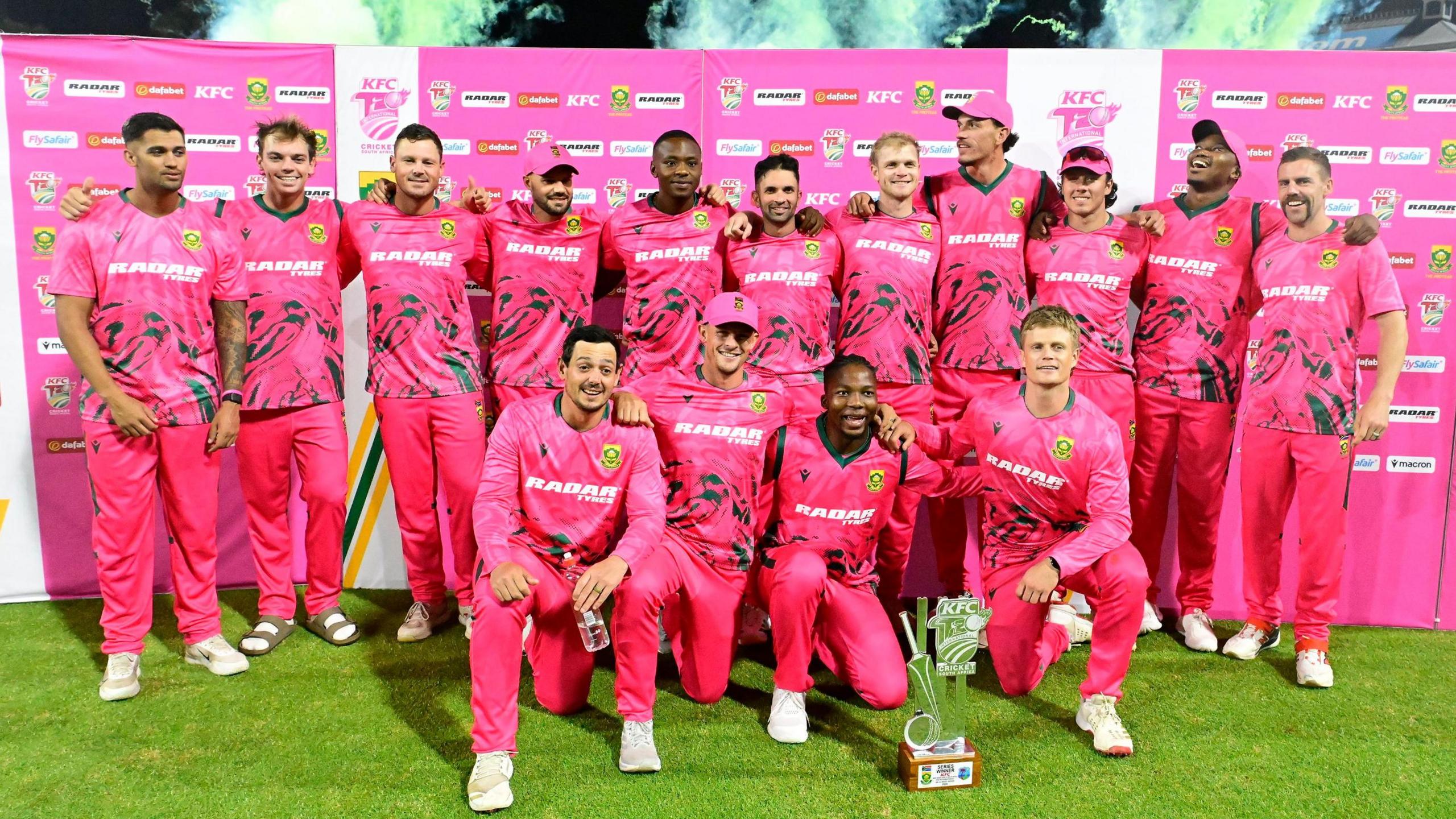 South Africa with the Twenty20 series trophy