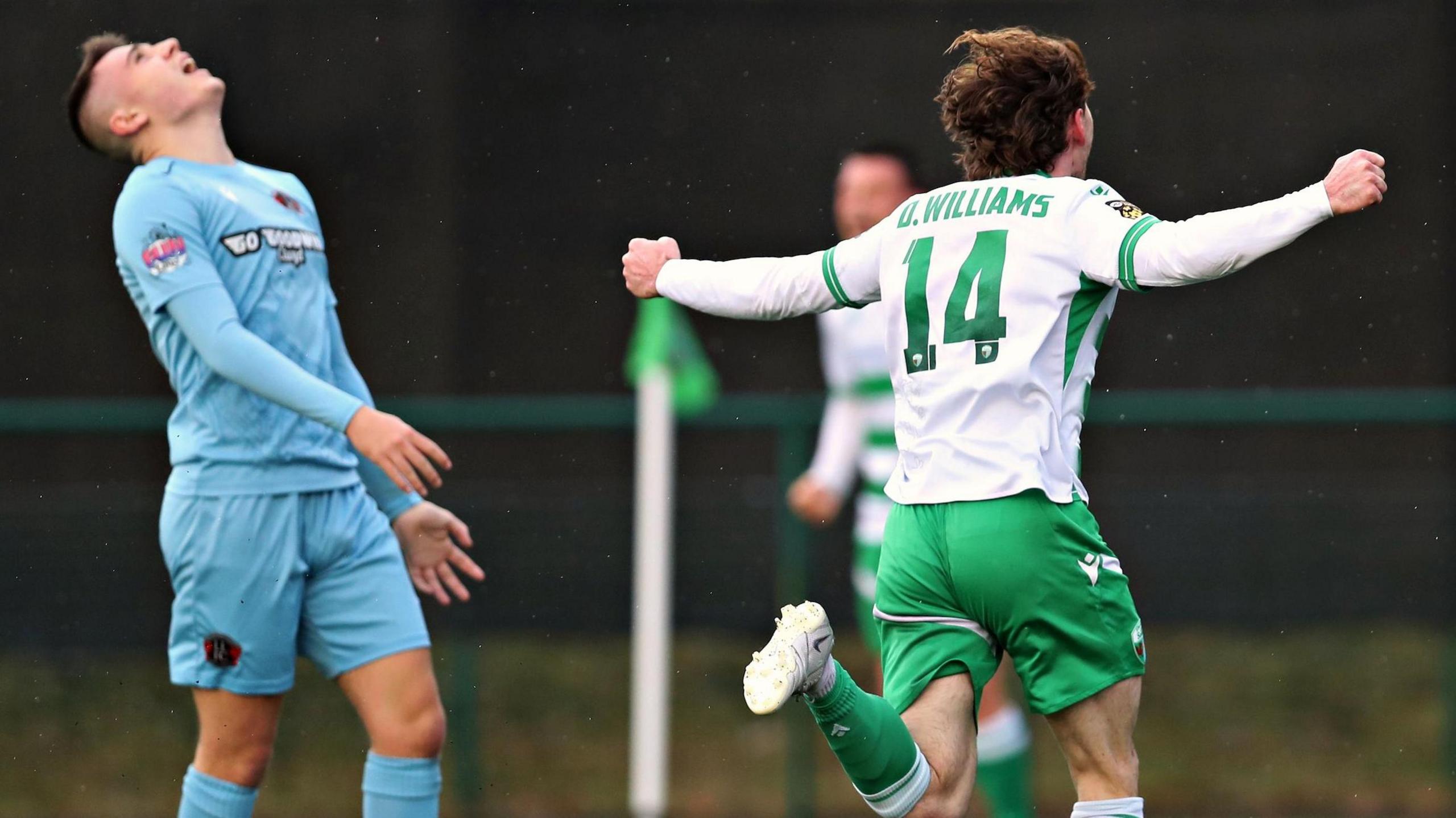 Dan Williams gave TNS and early lead against Llandudno in the MG Cup semi-finals