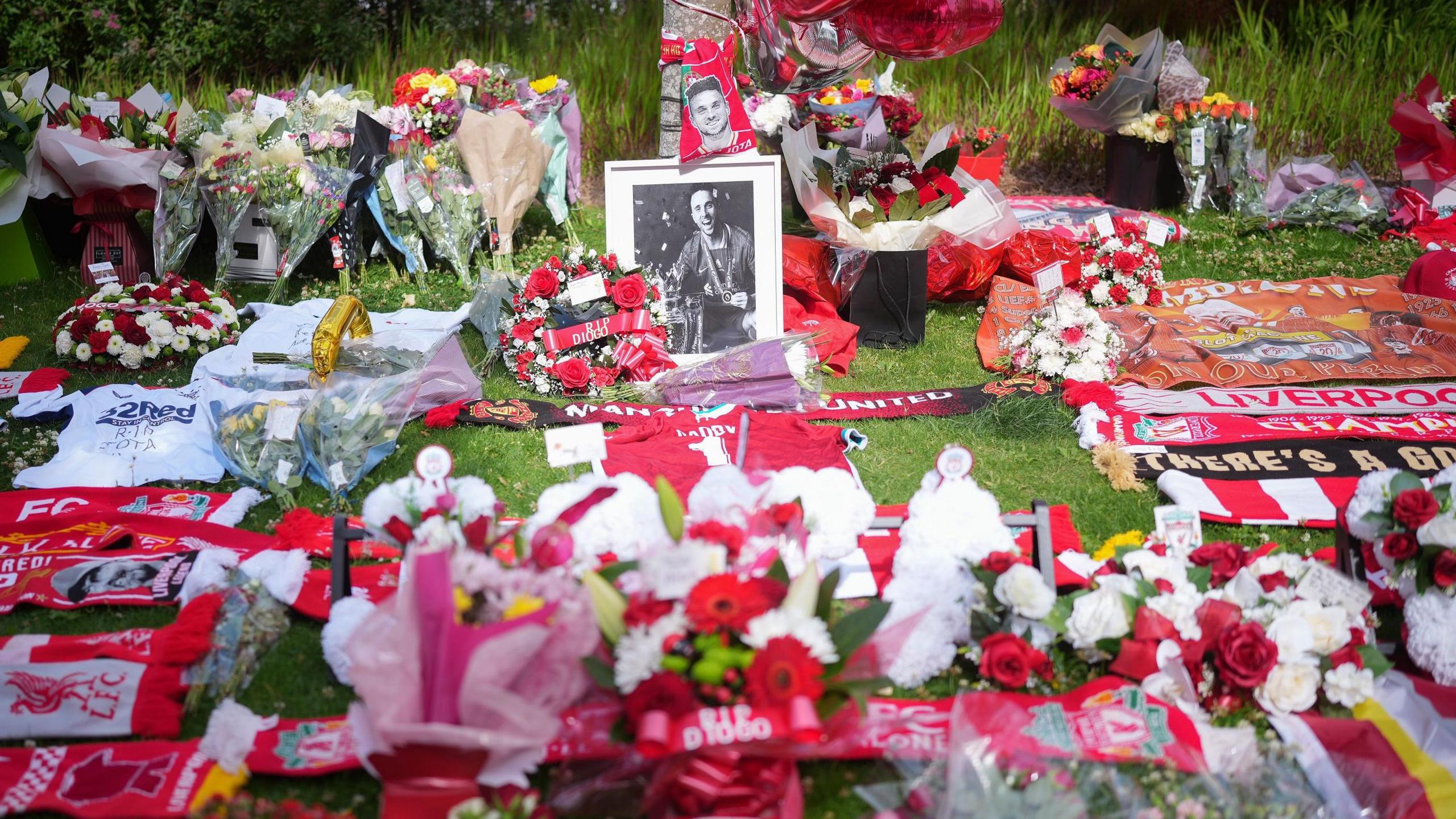 Fans have been laying tributes to Jota at Liverpool's Anfield stadium