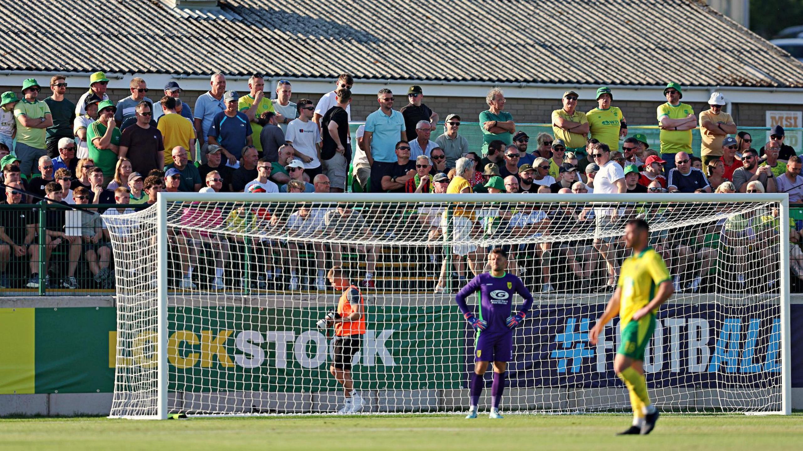 Caernarfon fans at The Oval during the Conference League game against Levadia Tallinn.