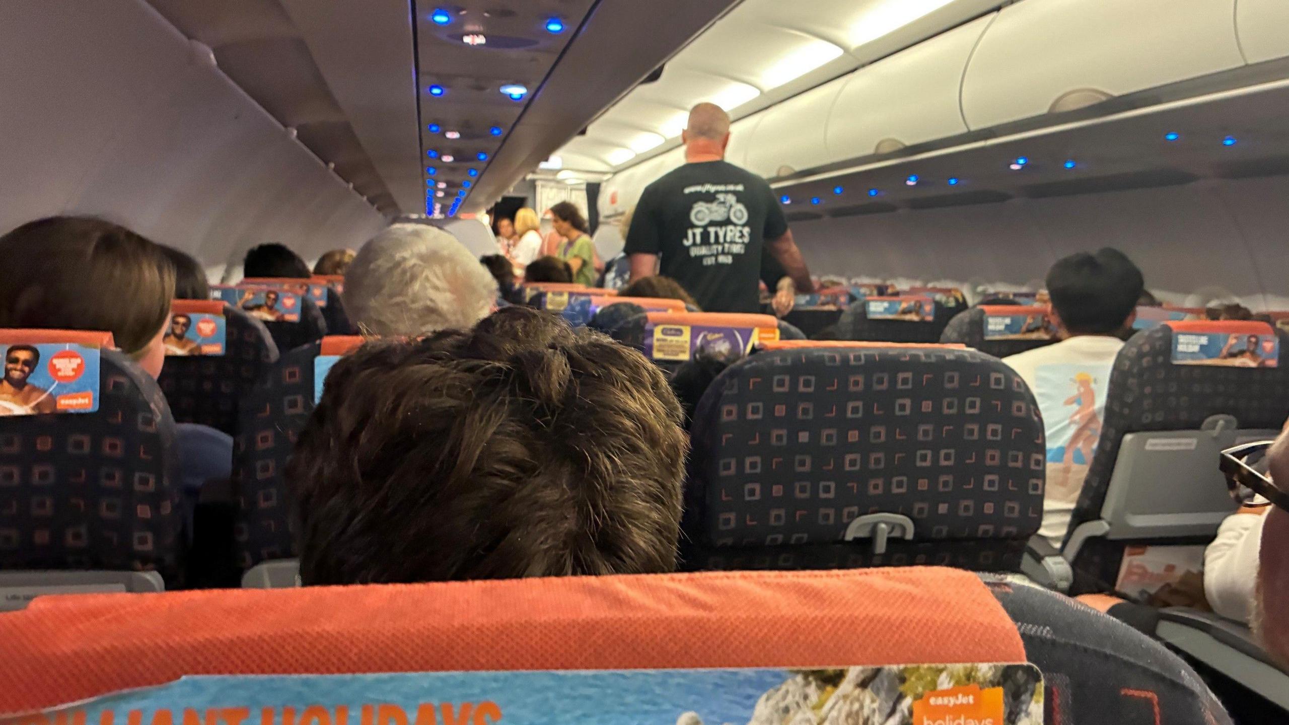 Internal shot of Easyjet plane stuck on the tarmac at Stansted.